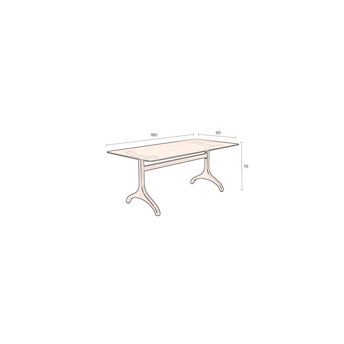 Dutchbone Eettafel Sansa 180x90cm Smoke - KwaliteitWonen.nl