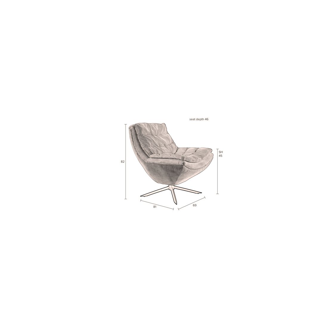 Dutchbone Fauteuil Vince Beige-Kwaliteitwonen.nl