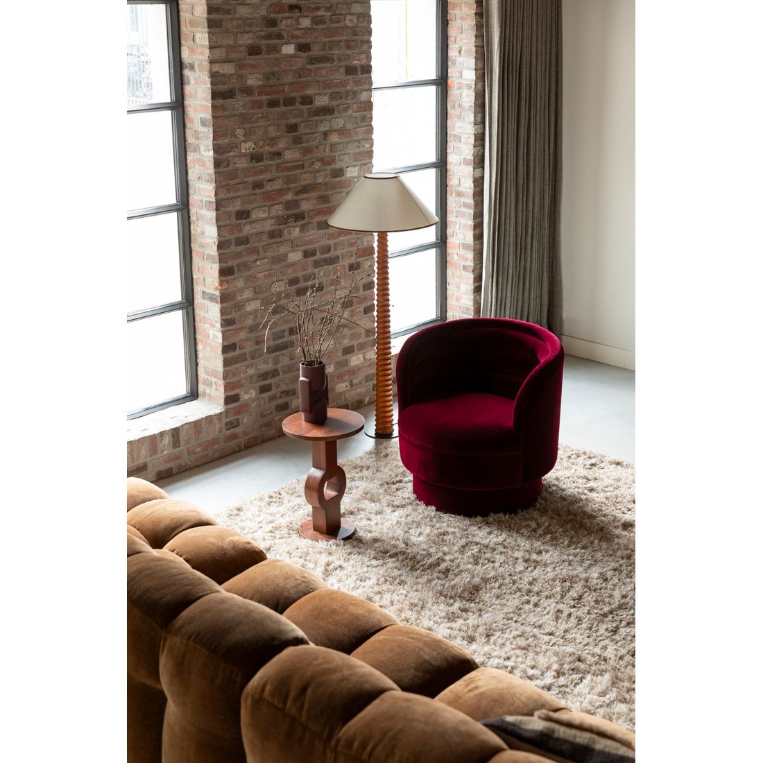 Dutchbone Fauteuille Dorothy Velvet Rood - KwaliteitWonen.nl