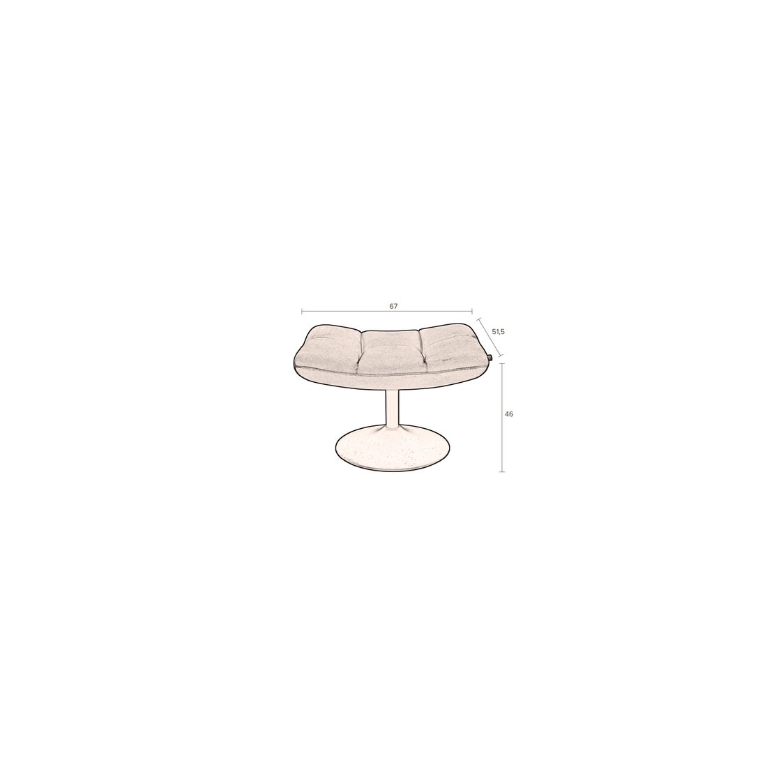 Dutchbone Hocker Bar Fluweel Oud Roze - KwaliteitWonen.nl