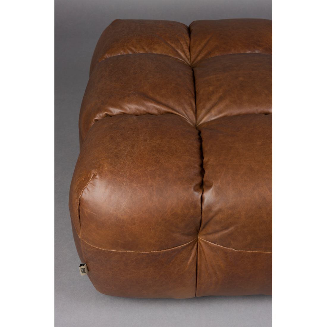 Dutchbone Hocker Hackman Leer Bruin - KwaliteitWonen.nl