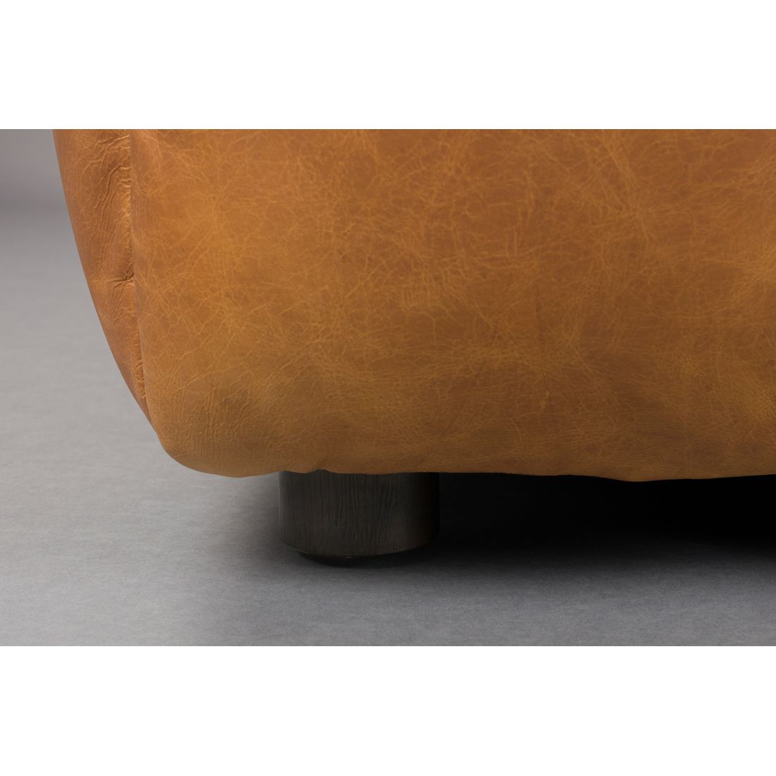 Dutchbone Hocker Hackman Leer Cognac - KwaliteitWonen.nl