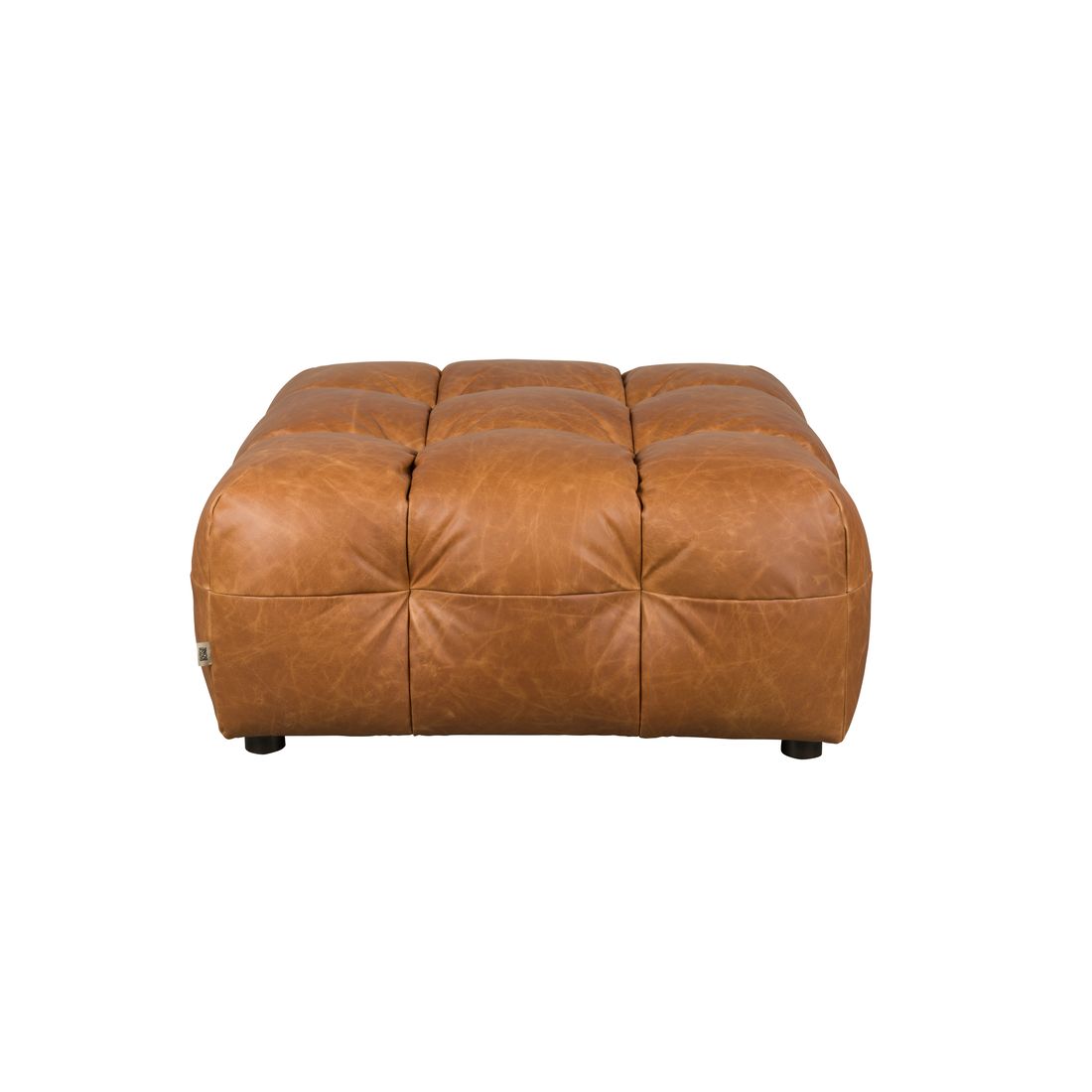 Dutchbone Hocker Hackman Leer Cognac - KwaliteitWonen.nl