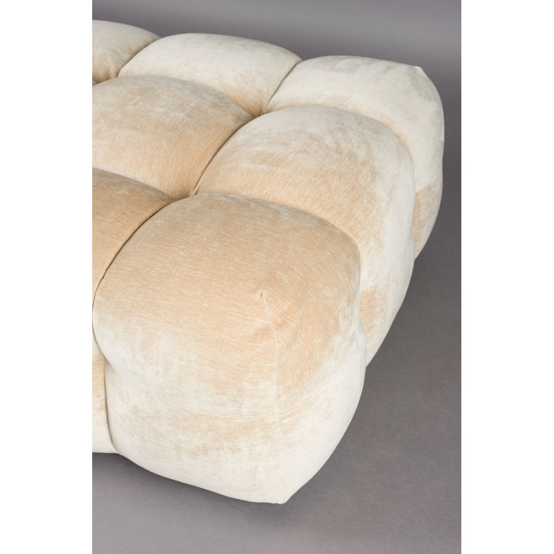 Dutchbone Hocker Hackman Velours Beige - KwaliteitWonen.nl