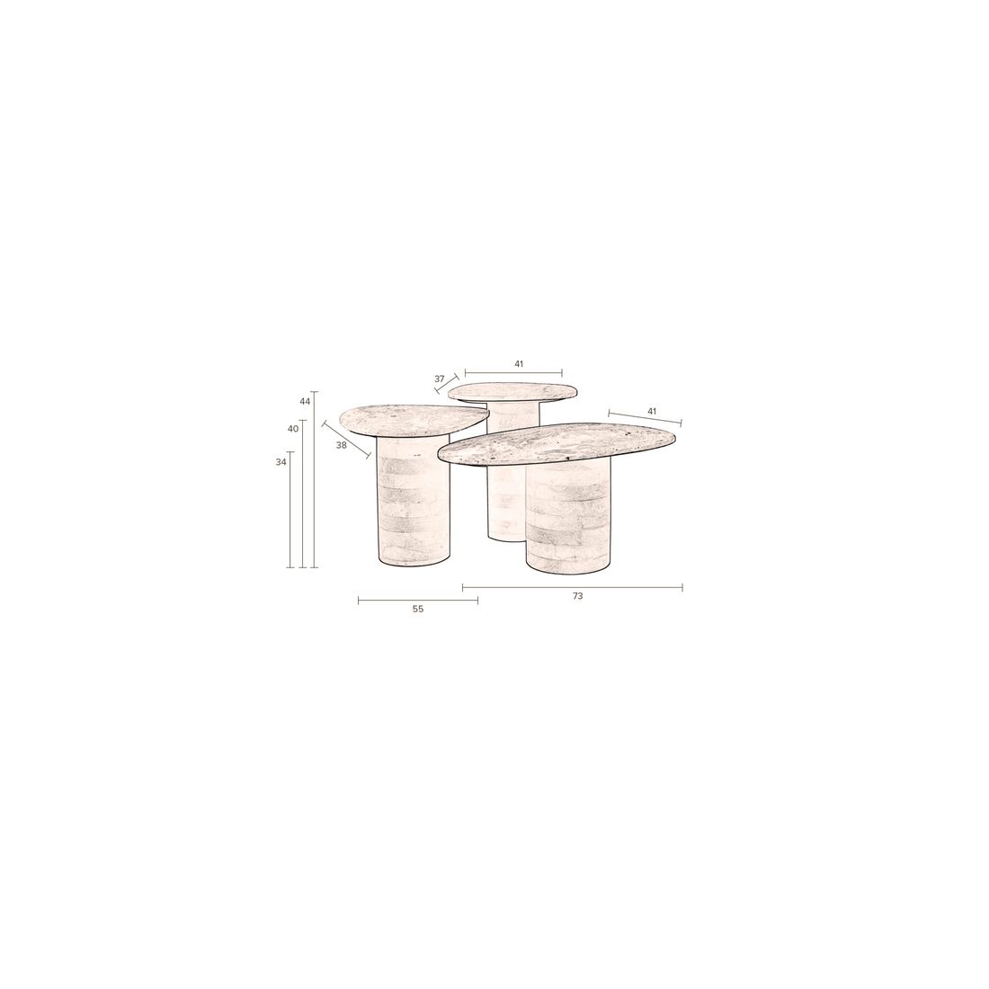 Dutchbone Salontafel Suki (Set van 3) - KwaliteitWonen.nl