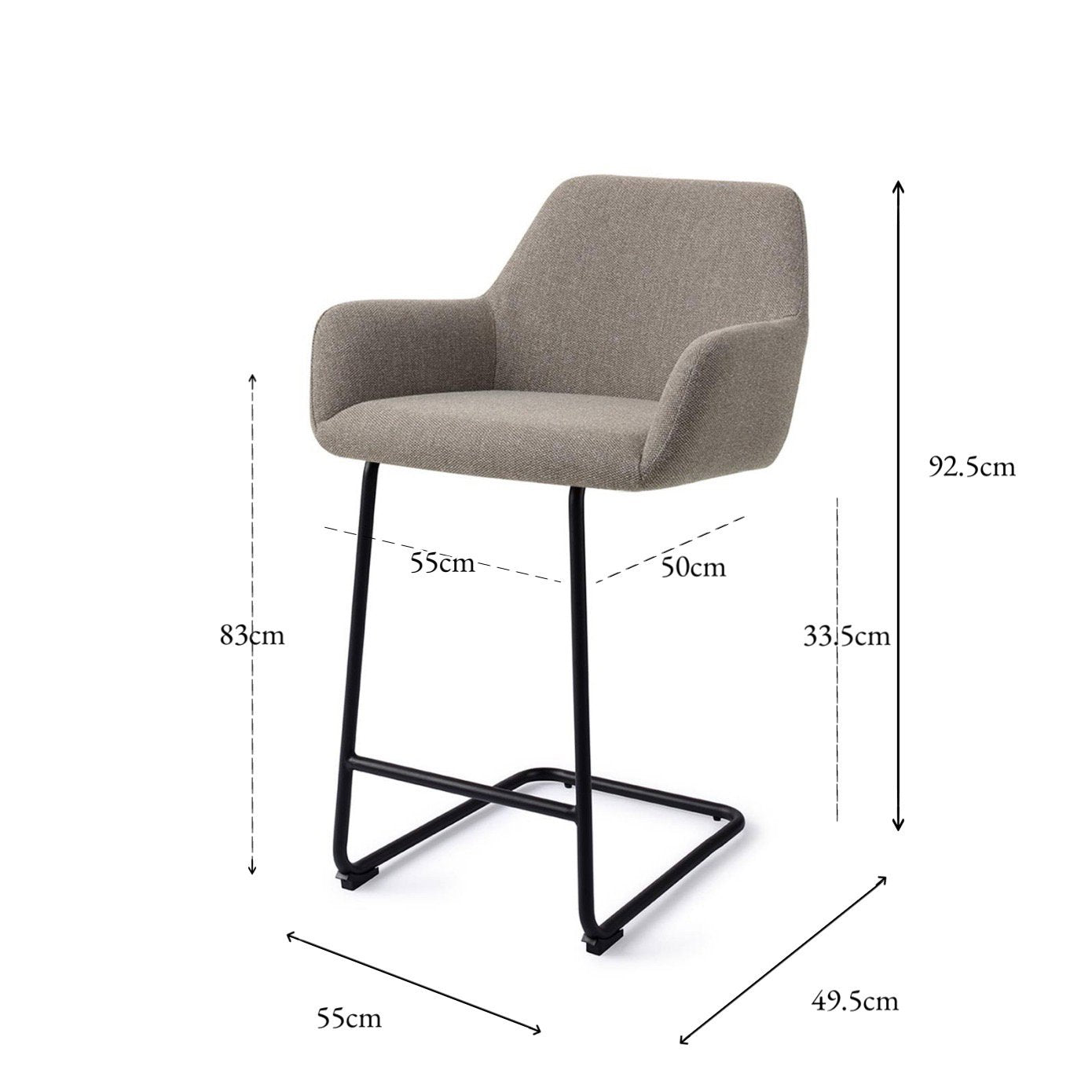 Jesper Home Hiroo Foggy Fusion Barkruk - Arch Black (L) - KwaliteitWonen.nl