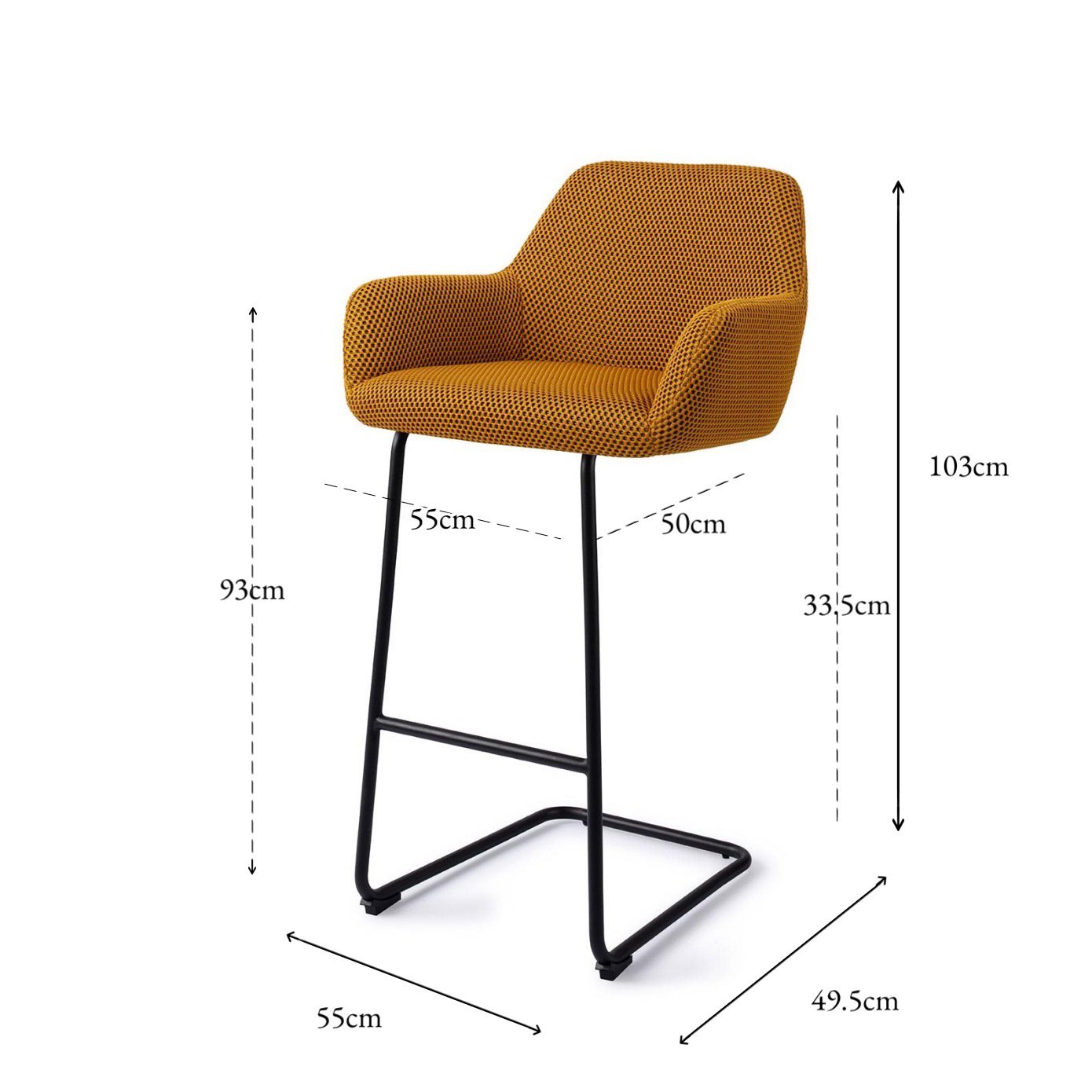 Jesper Home Hiroo Groovy Garam 3D Barkruk - Arch Black (H) - KwaliteitWonen.nl