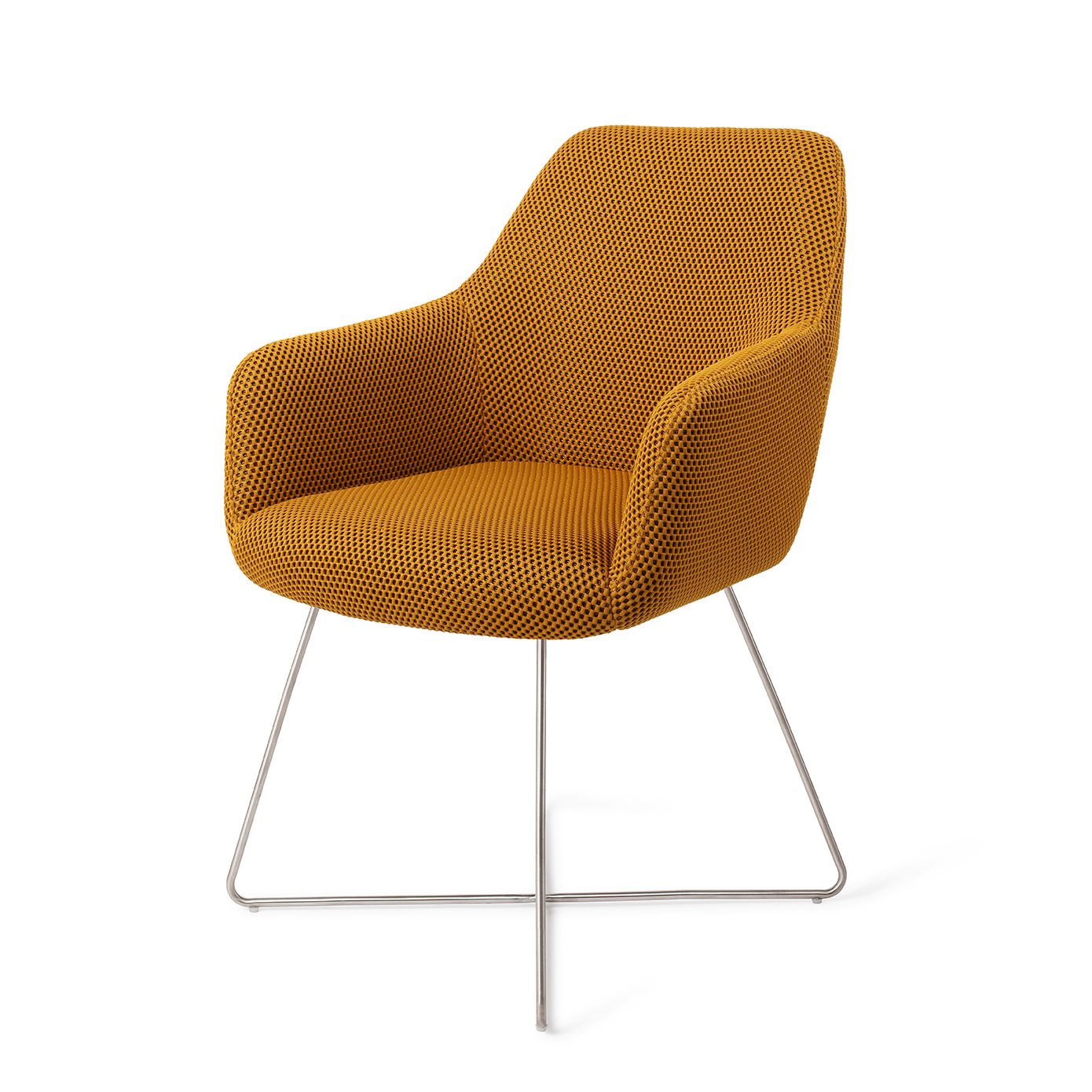 Jesper Home Hiroo Groovy Garam Eetkamerstoel - Cross Steel - KwaliteitWonen.nl