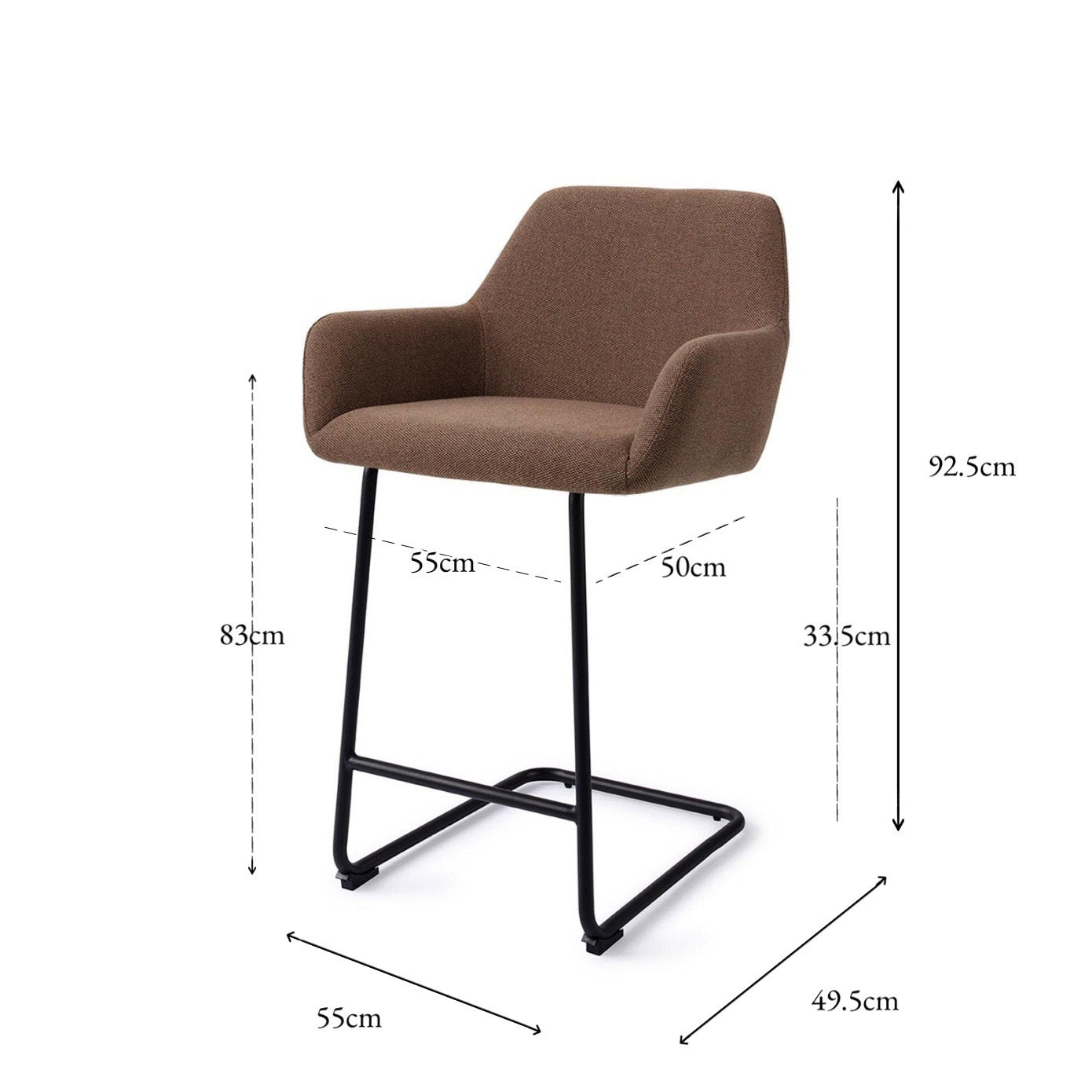 Jesper Home Hiroo Rustic Rye Barkruk - Arch Black (L) - KwaliteitWonen.nl
