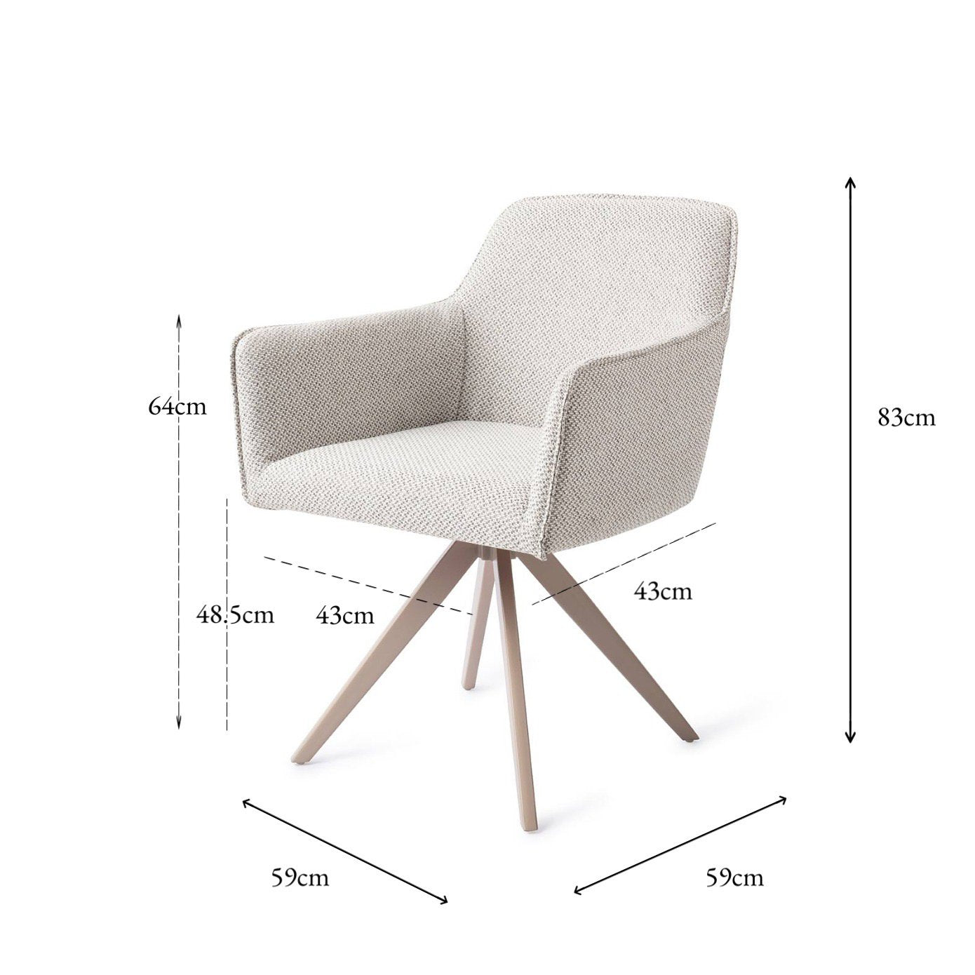 Jesper Home Hofu Checkers Charm Eetkamerstoel - Turn Beige - KwaliteitWonen.nl