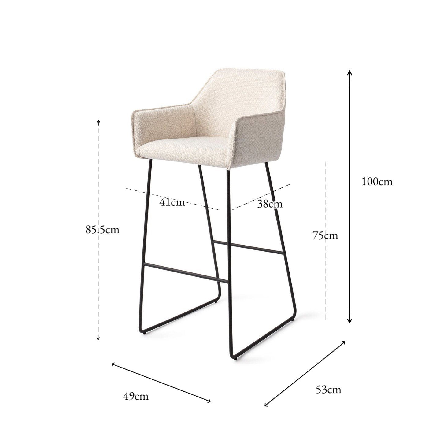 Jesper Home Hofu Enoki Barkruk - Slide Black (H) - KwaliteitWonen.nl