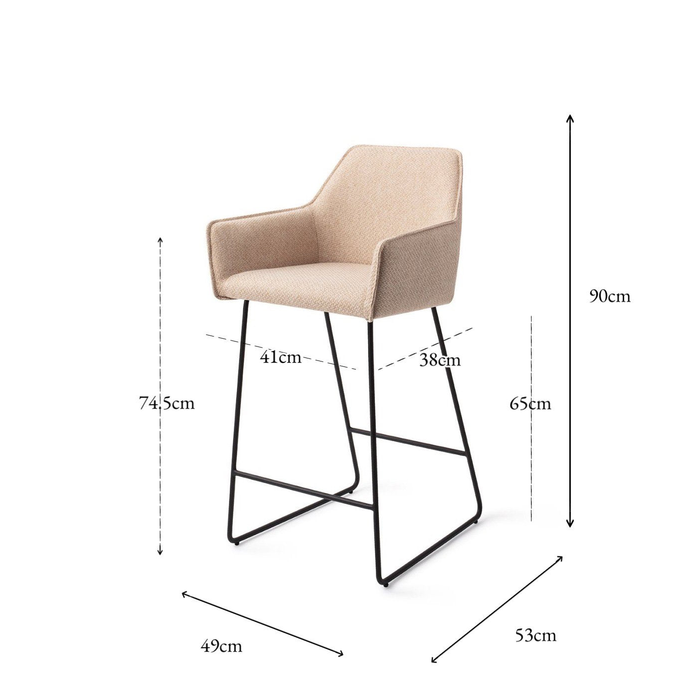 Jesper Home Hofu Wild Walnut Barkruk - Slide Black (L) - KwaliteitWonen.nl