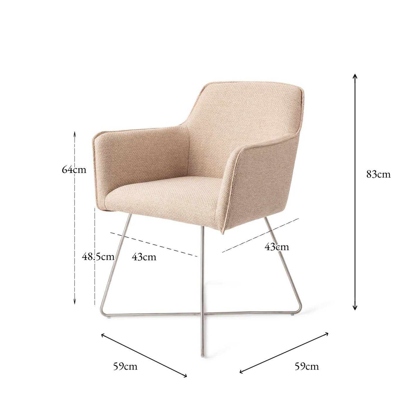 Jesper Home Hofu Wild Walnut Eetkamerstoel - Cross Steel - KwaliteitWonen.nl