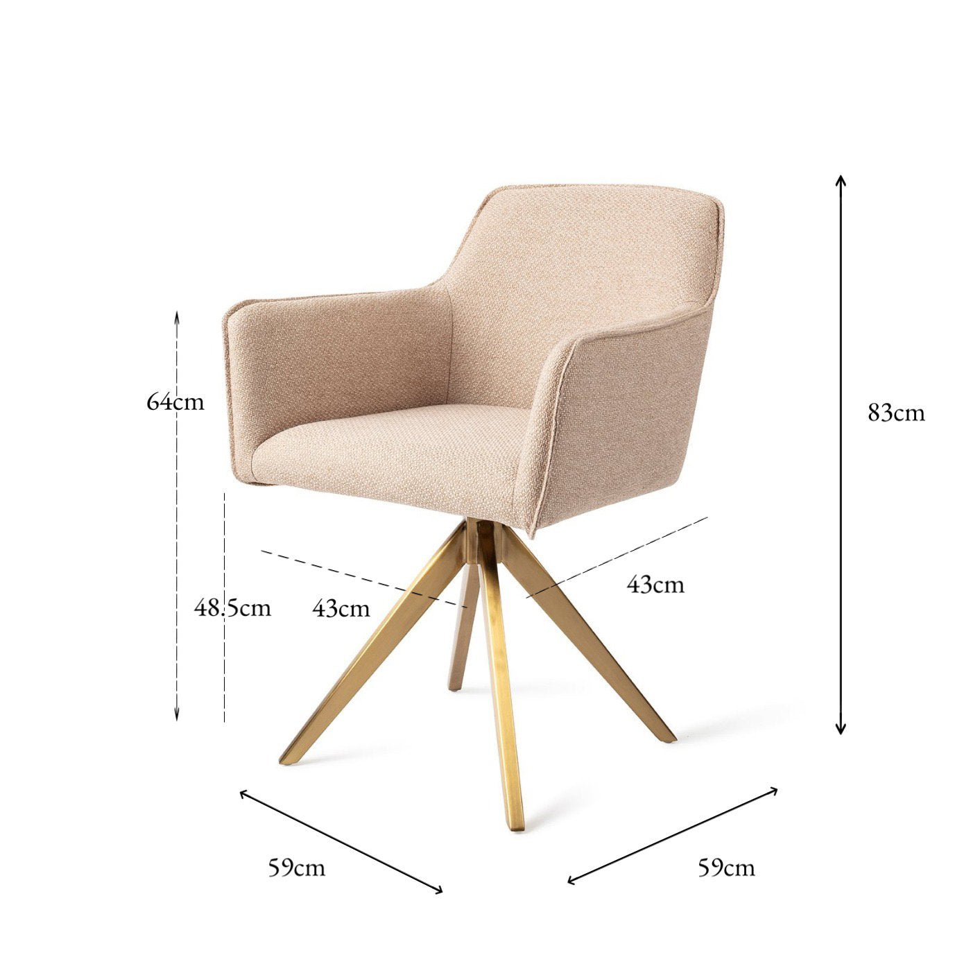 Jesper Home Hofu Wild Walnut Eetkamerstoel - Turn Gold - KwaliteitWonen.nl