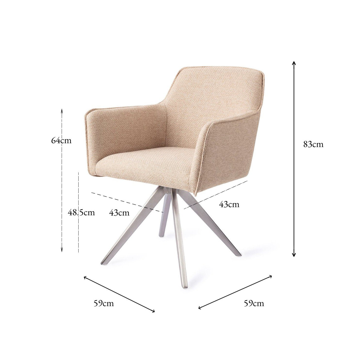 Jesper Home Hofu Wild Walnut Eetkamerstoel - Turn Steel - KwaliteitWonen.nl