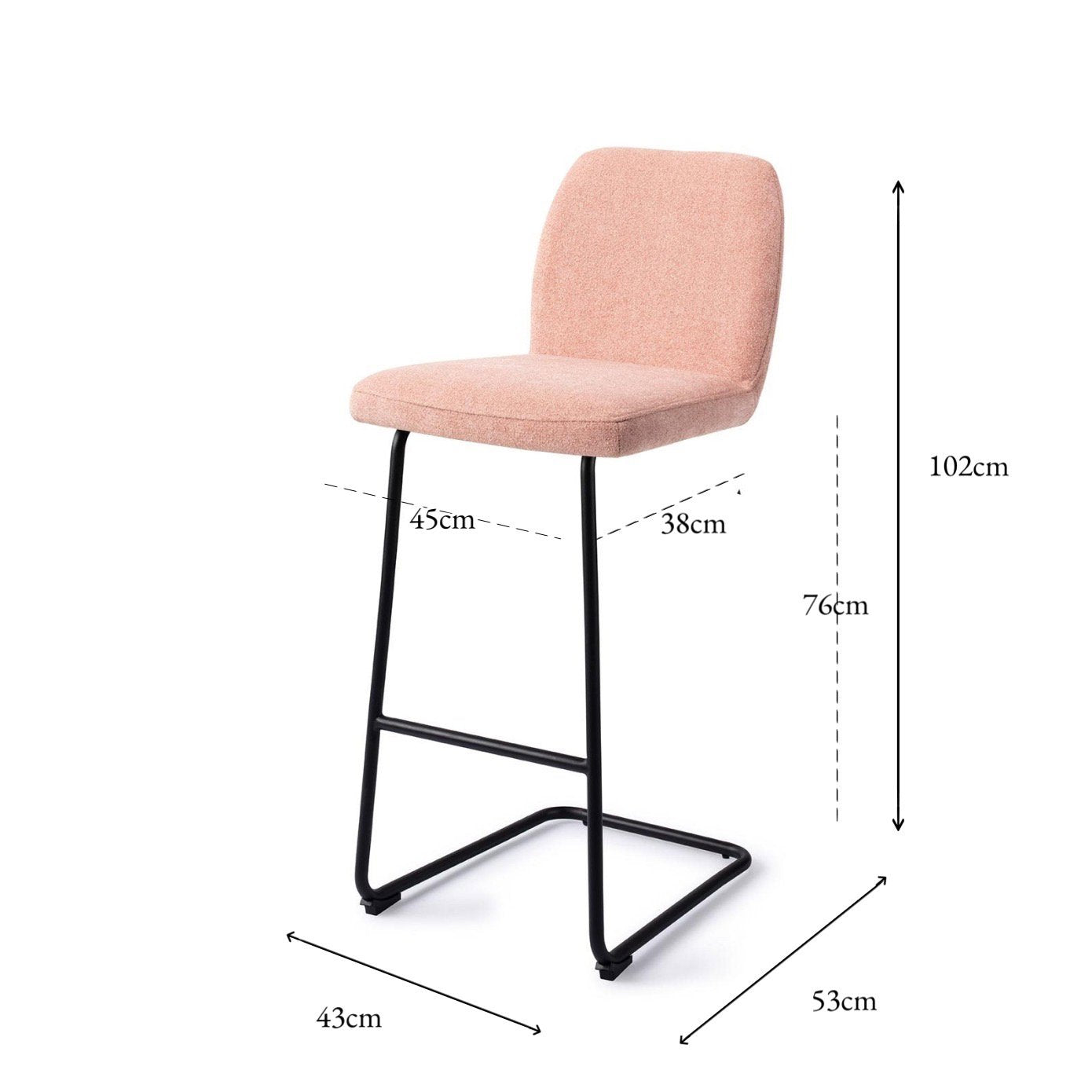 Jesper Home Ikata Anemone Barkruk - Arch Black (H) - KwaliteitWonen.nl