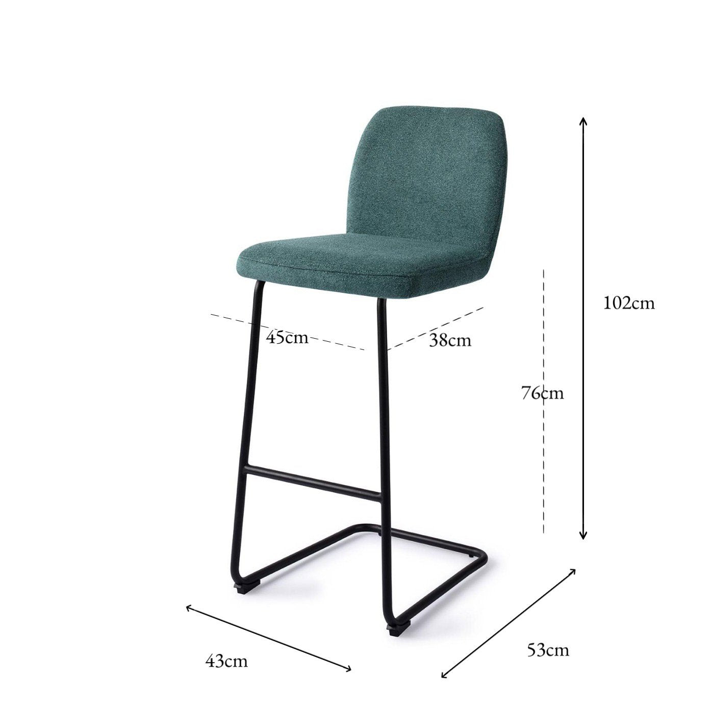 Jesper Home Ikata Merry Mermaid Barkruk - Arch Black (H) - KwaliteitWonen.nl