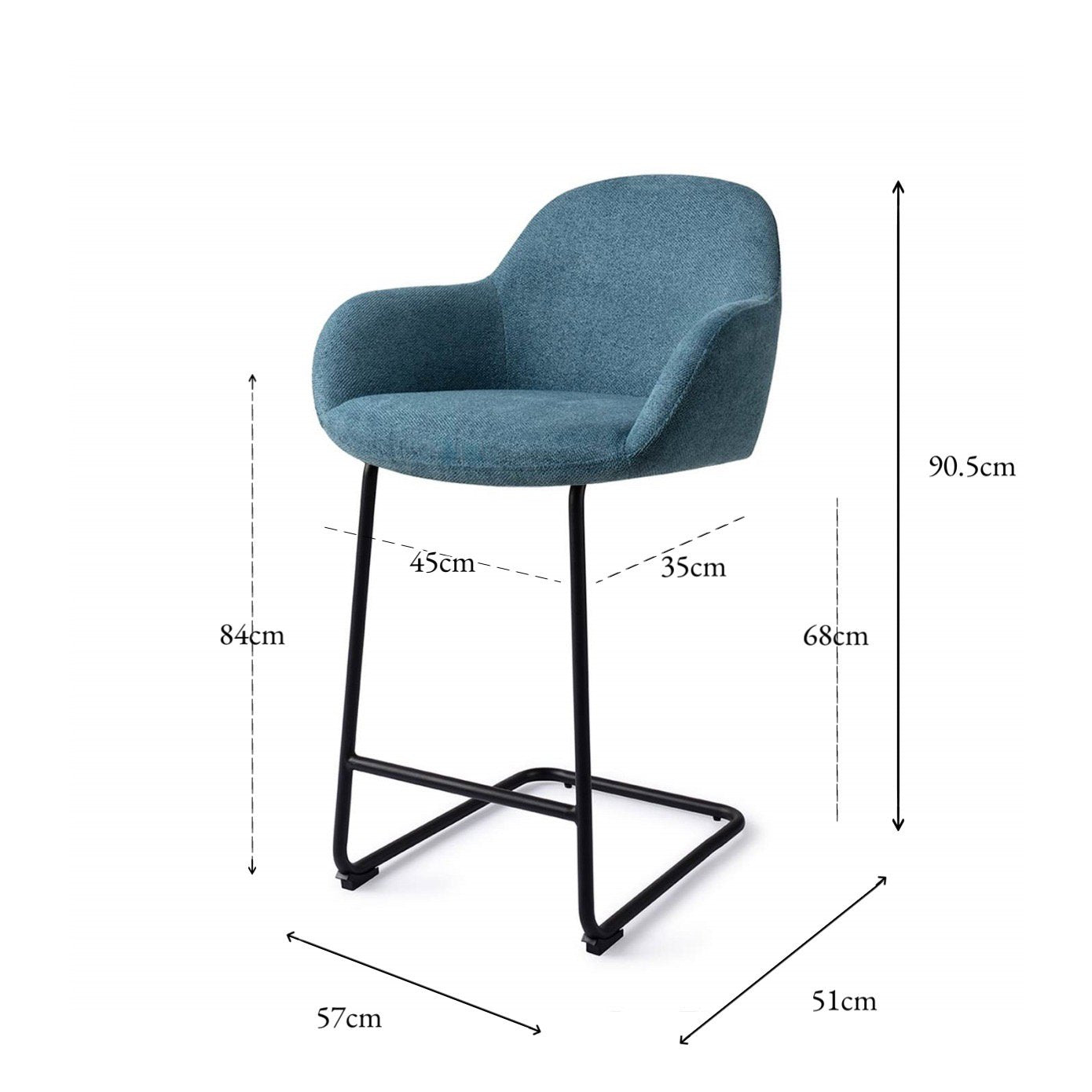 Jesper Home Kushi Ocean Eyes Barkruk - Arch Black (L) - KwaliteitWonen.nl