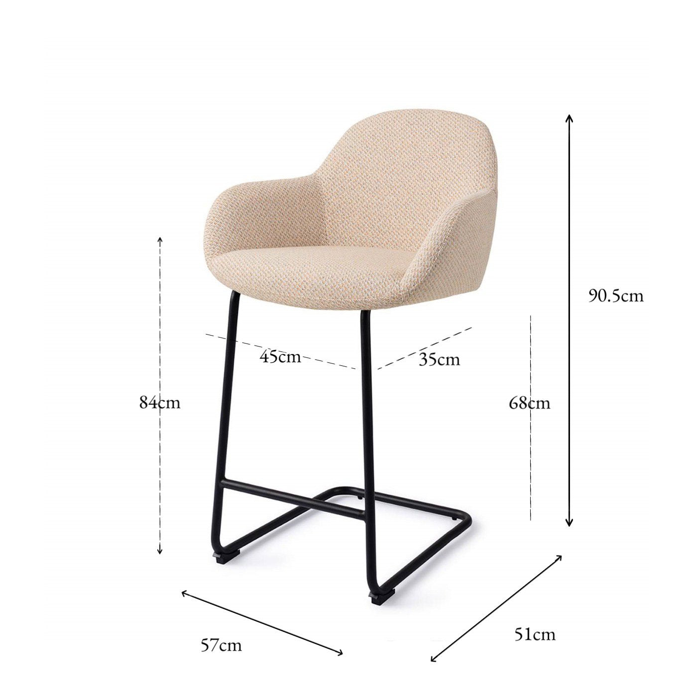 Jesper Home Kushi Trouty Tinge Barkruk - Arch Black (L) - KwaliteitWonen.nl