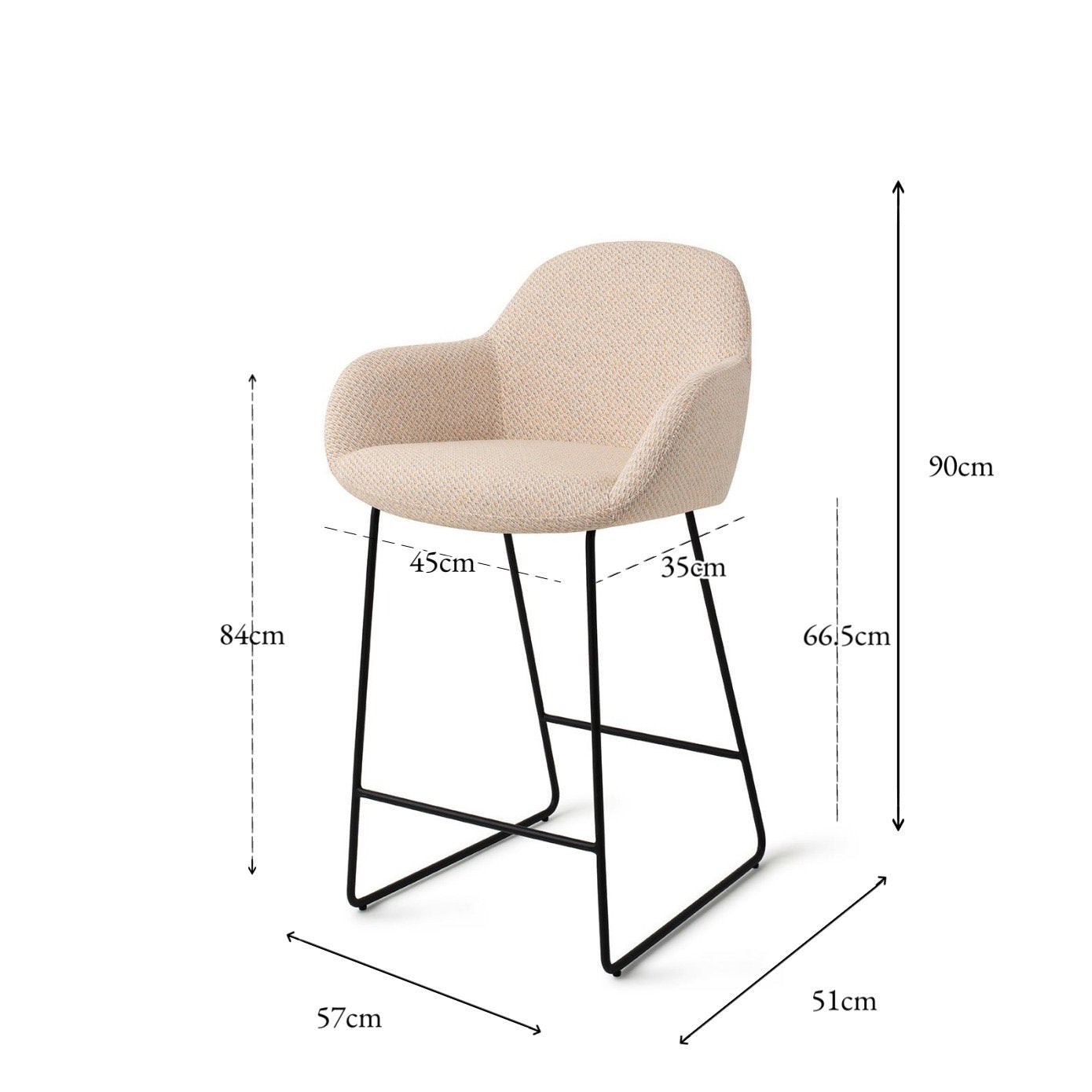 Jesper Home Kushi Trouty Tinge Barkruk - Slide Black (L) - KwaliteitWonen.nl