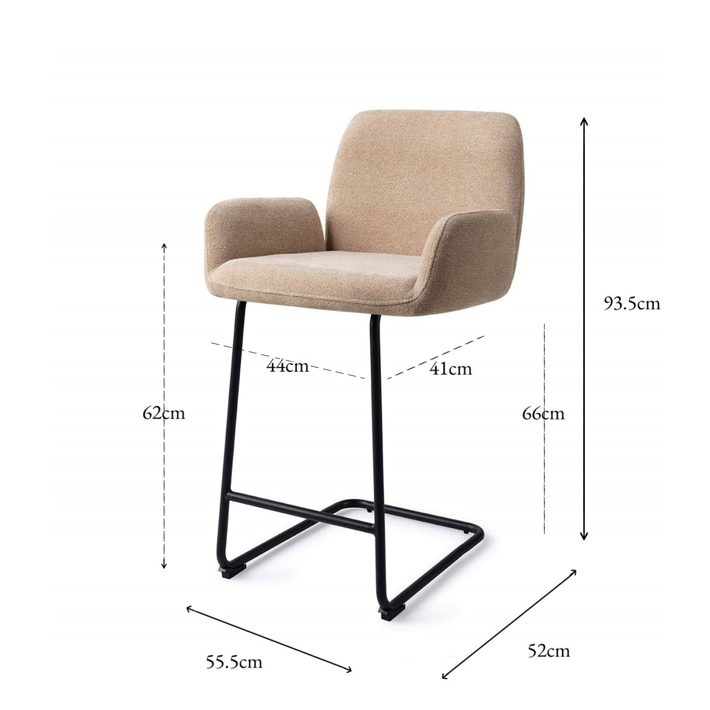 Jesper Home Misaki Funky Fudge Barkruk - Arch Black (L) - KwaliteitWonen.nl