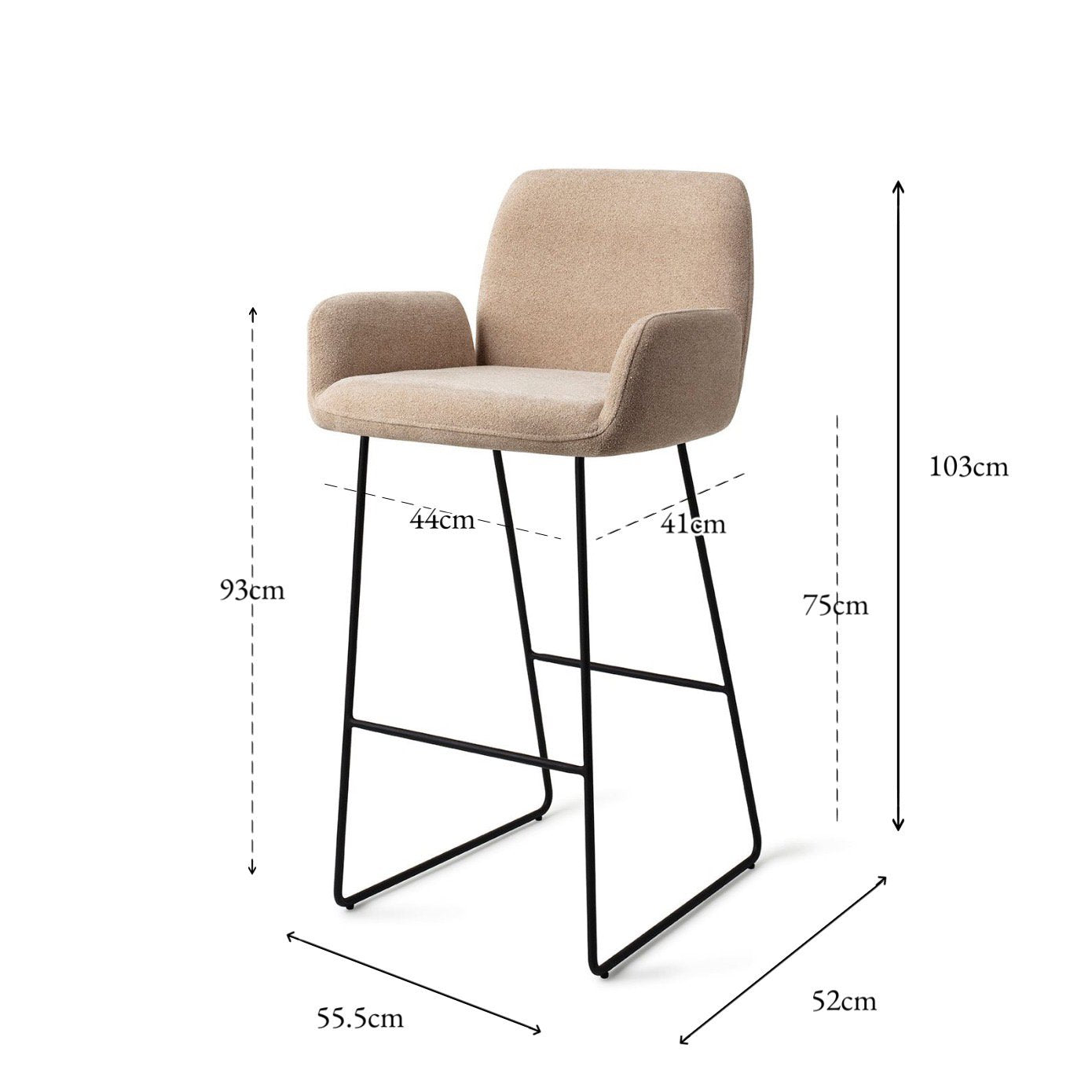 Jesper Home Misaki Funky Fudge Barkruk - Slide Black (H) - KwaliteitWonen.nl