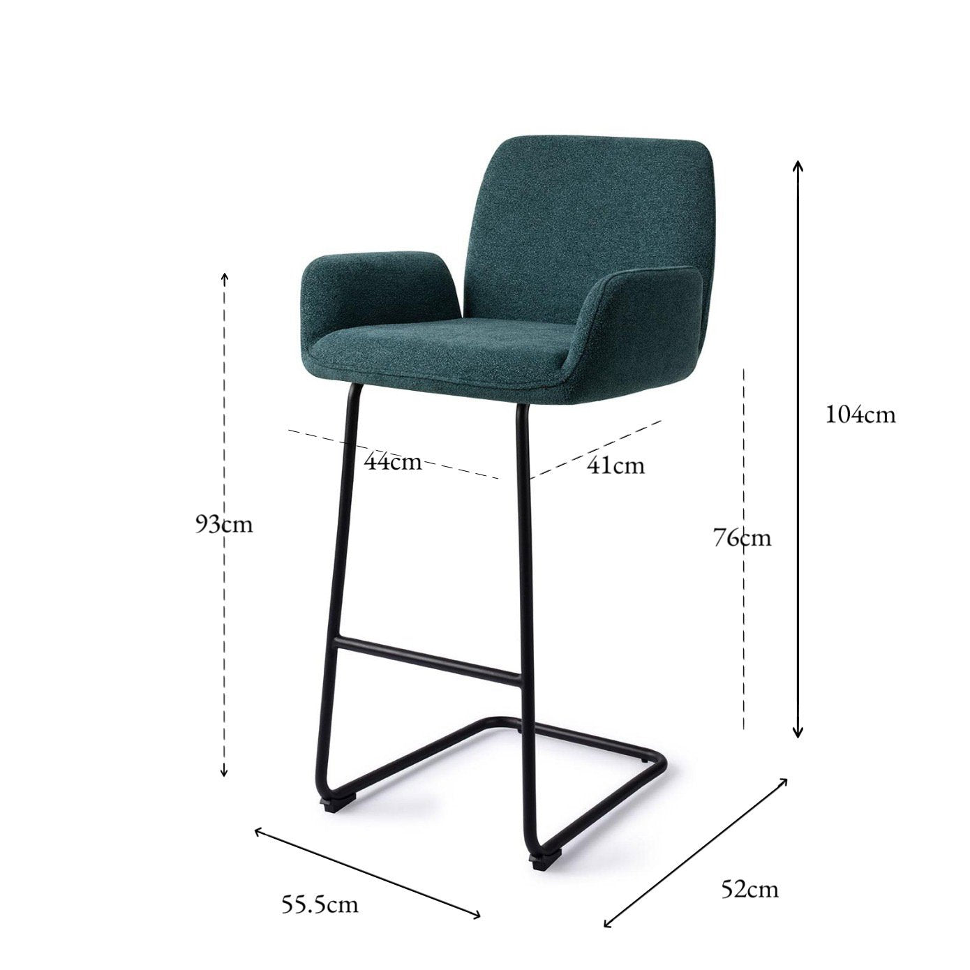 Jesper Home Misaki Merry Mermaid Barkruk - Arch Black (H) - KwaliteitWonen.nl