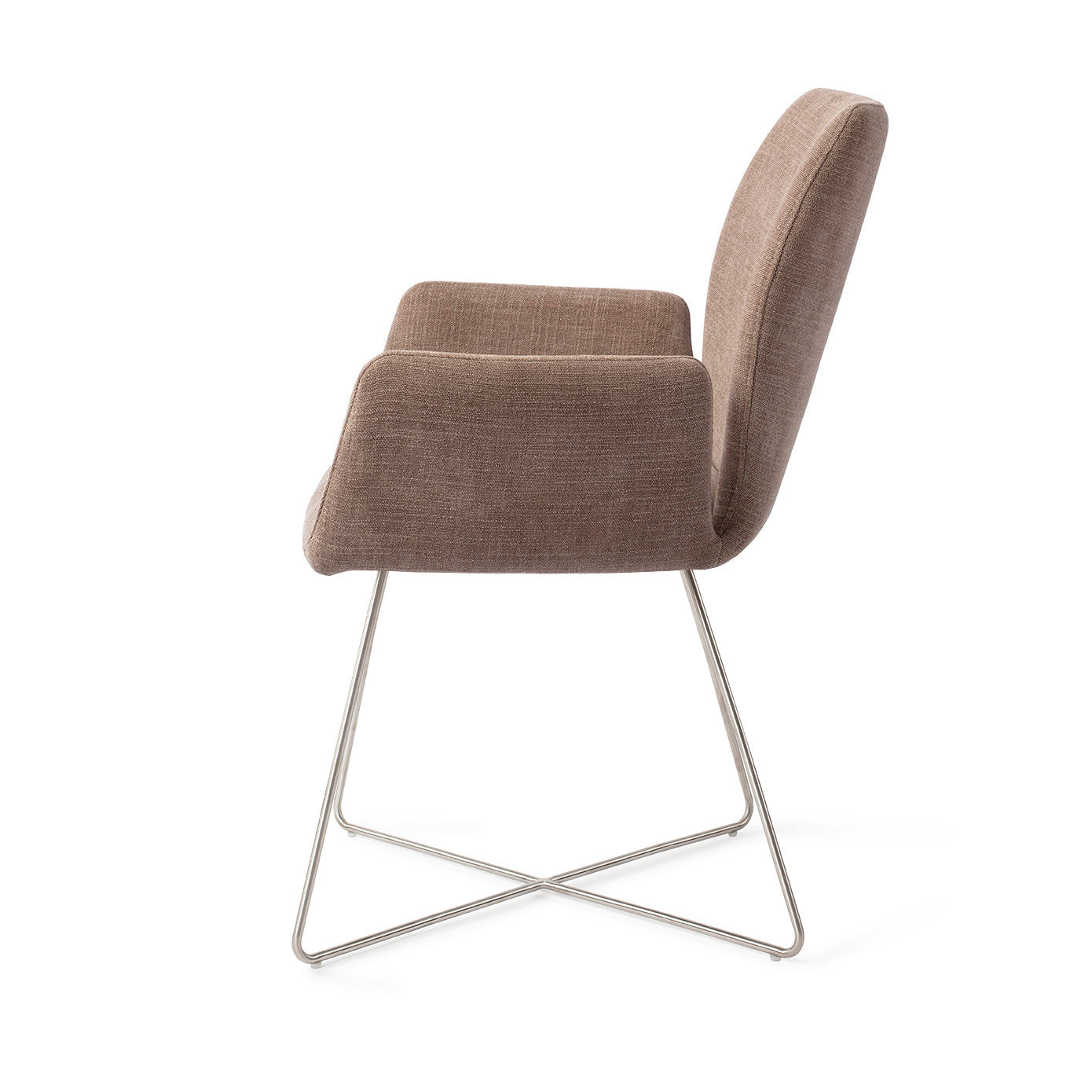 Jesper Home Misaki Mocha Mist Eetkamerstoel - Cross Steel - KwaliteitWonen.nl