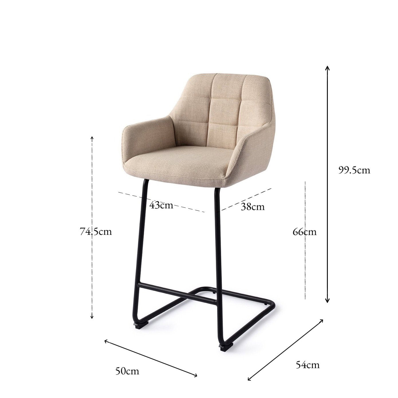 Jesper Home Noto Overnight Oats Barkruk - Arch Black (L) - KwaliteitWonen.nl