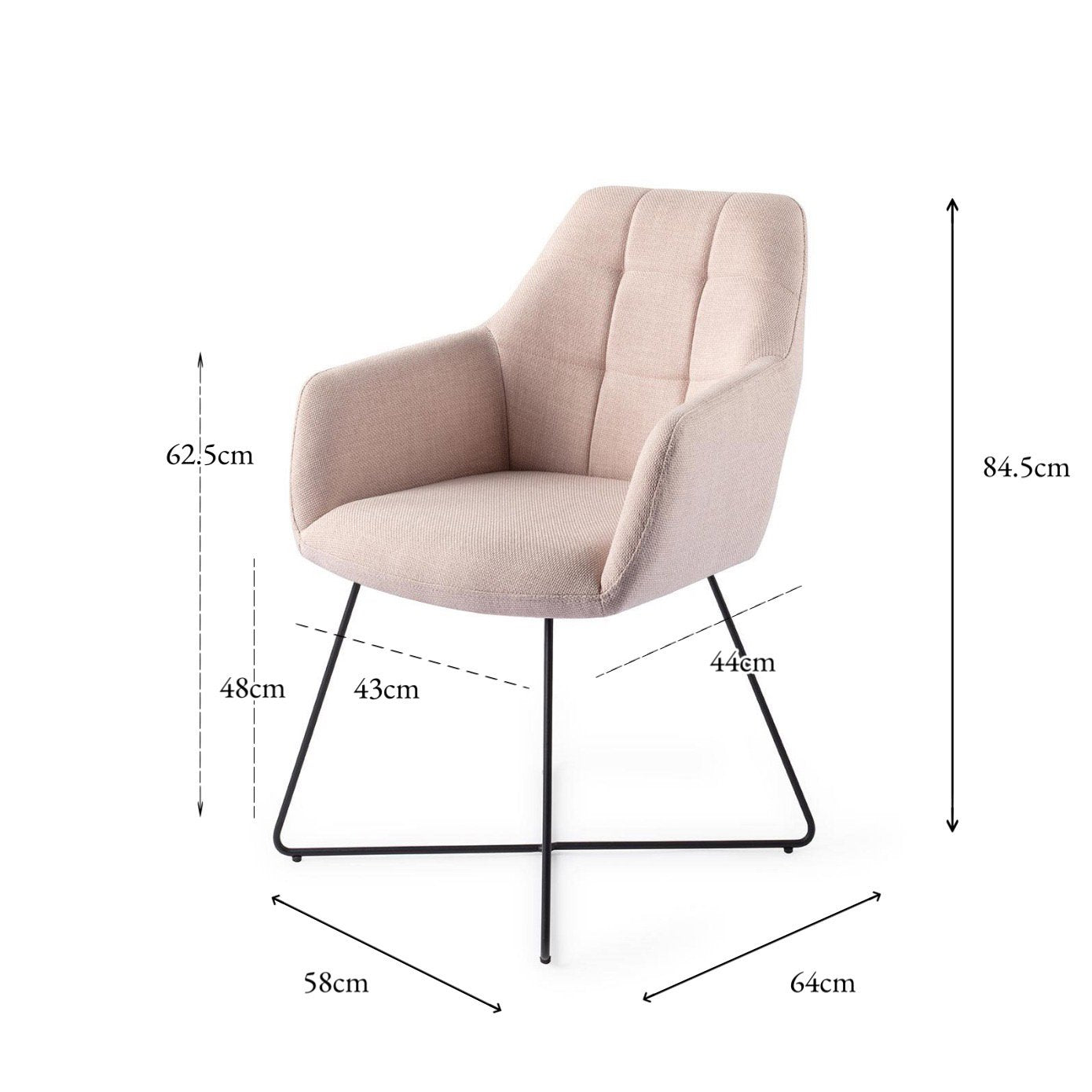 Jesper Home Noto Petal Pink Eetkamerstoel - Cross Black - KwaliteitWonen.nl
