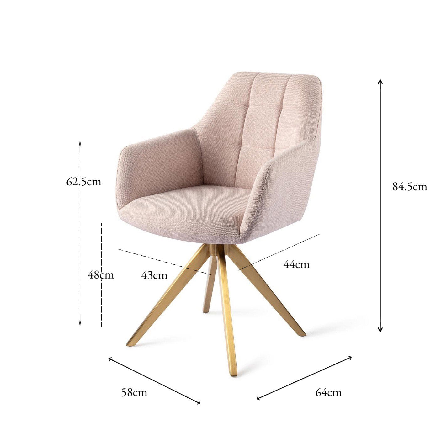 Jesper Home Noto Petal Pink Eetkamerstoel - Turn Gold - KwaliteitWonen.nl