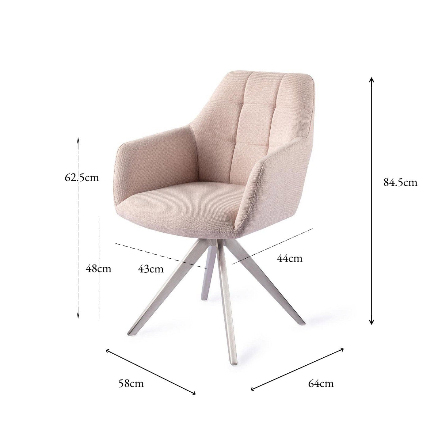 Jesper Home Noto Petal Pink Eetkamerstoel - Turn Steel - KwaliteitWonen.nl
