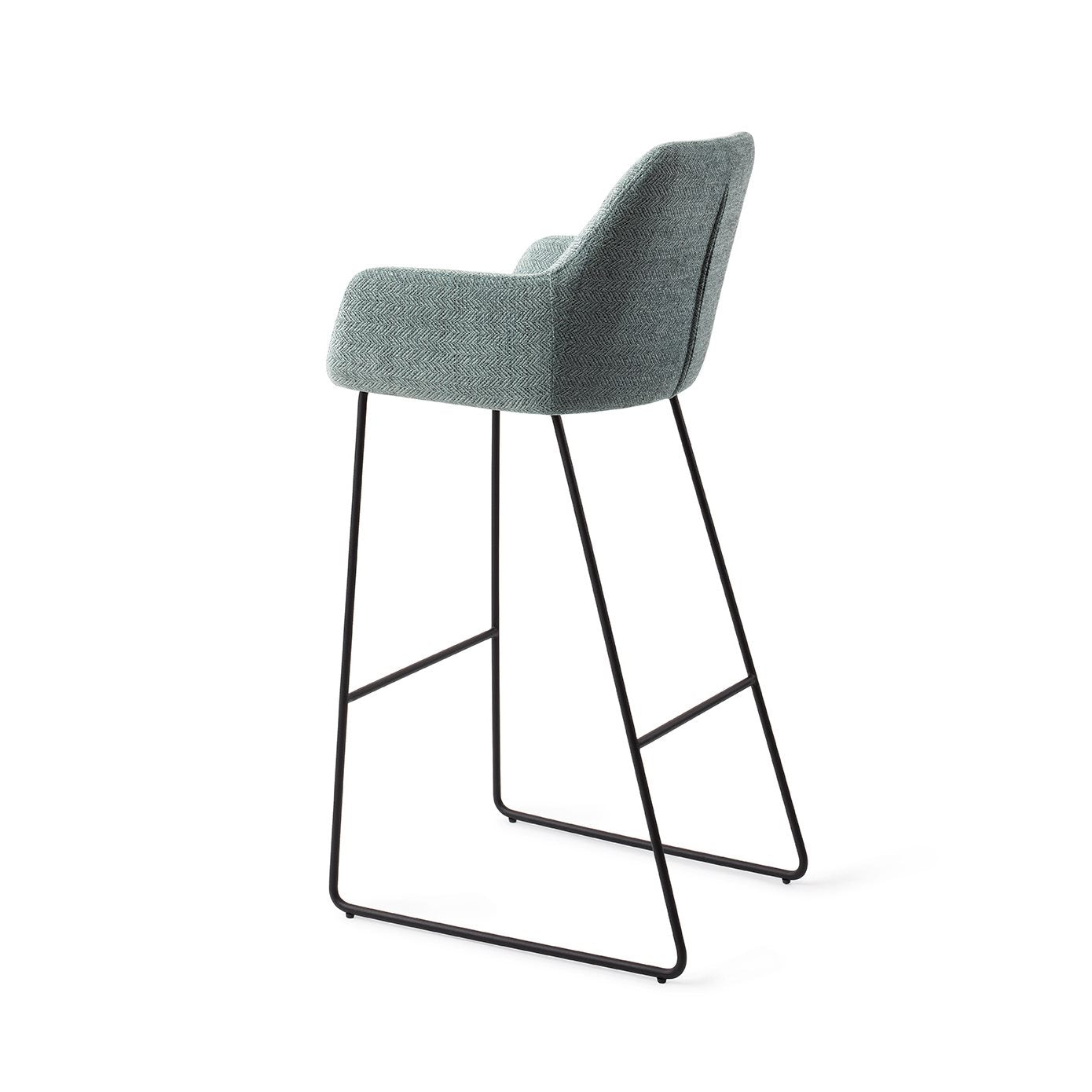 Jesper Home Noto Real Teal Barkruk - Slide Black (H) - KwaliteitWonen.nl