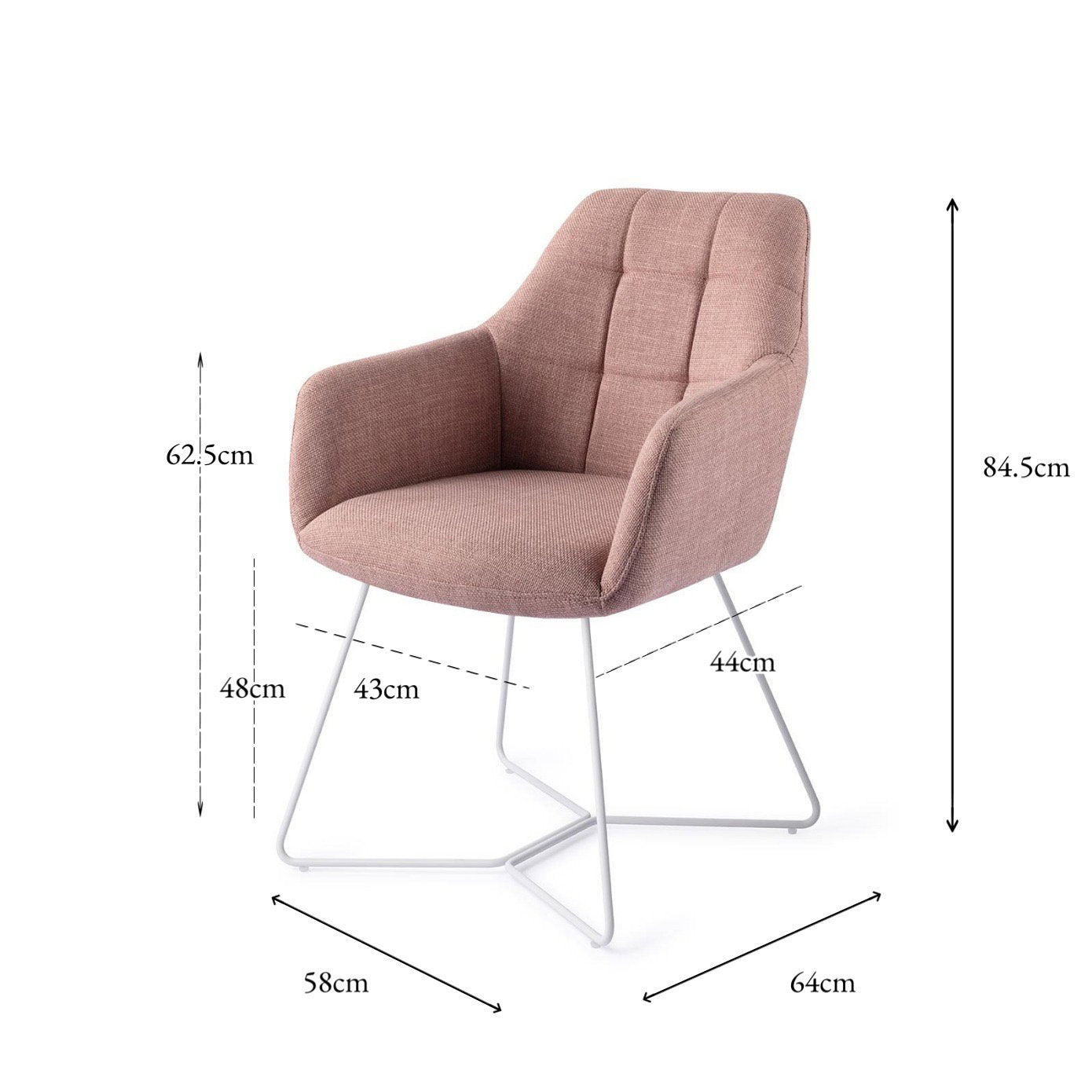 Jesper Home Noto VIntage Rose Eetkamerstoel - Beehive White - KwaliteitWonen.nl