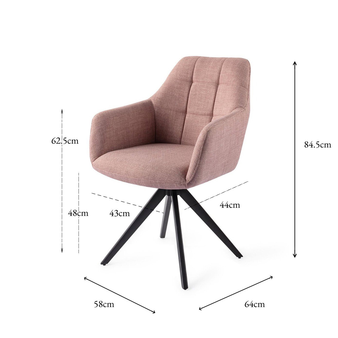 Jesper Home Noto VIntage Rose Eetkamerstoel - Turn Black - KwaliteitWonen.nl