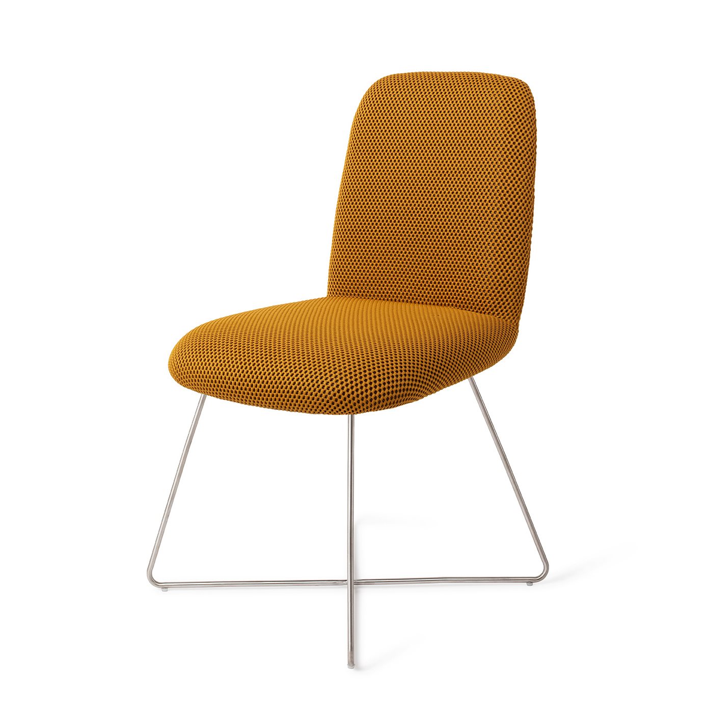 Jesper Home Taiwa Groovy Garam Eetkamerstoel - Cross Steel - KwaliteitWonen.nl