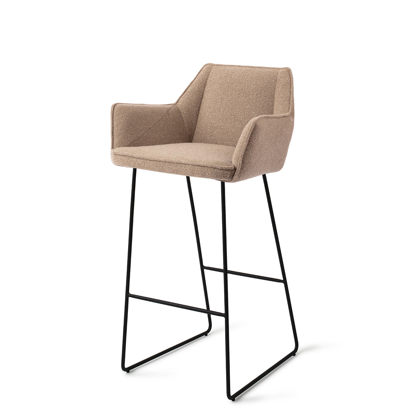 Jesper Home Tome Great Greige Barkruk - Slide Black - KwaliteitWonen.nl