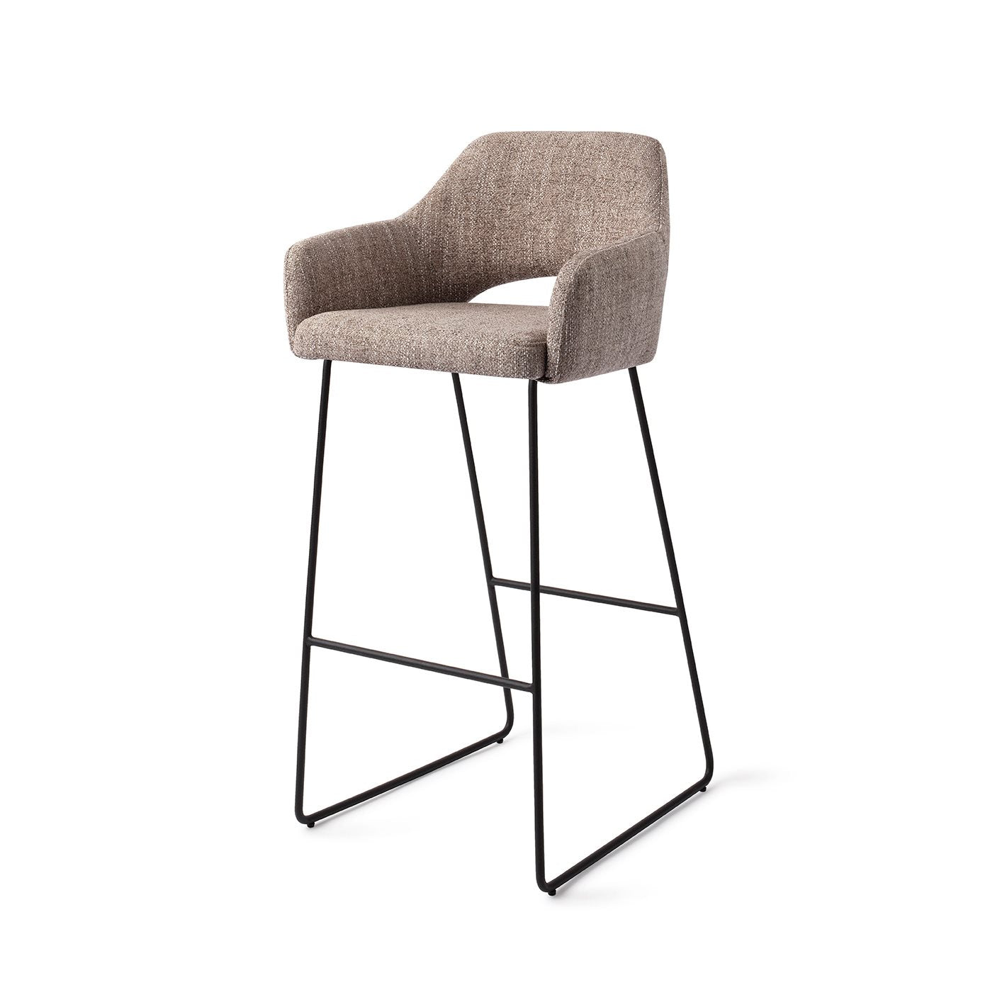 Jesper Home Yanai Biscuit Beach Barkruk - Slide Black (H) - KwaliteitWonen.nl