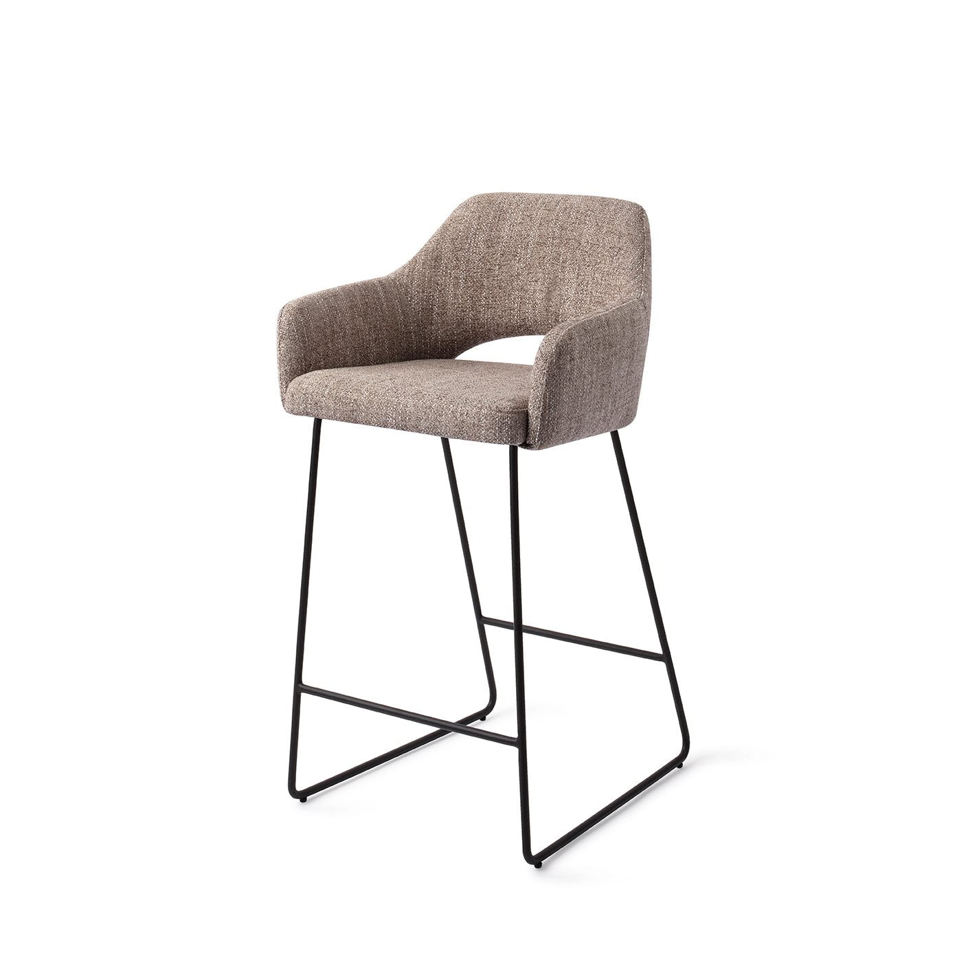 Jesper Home Yanai Biscuit Beach Barkruk - Slide Black (L) - KwaliteitWonen.nl