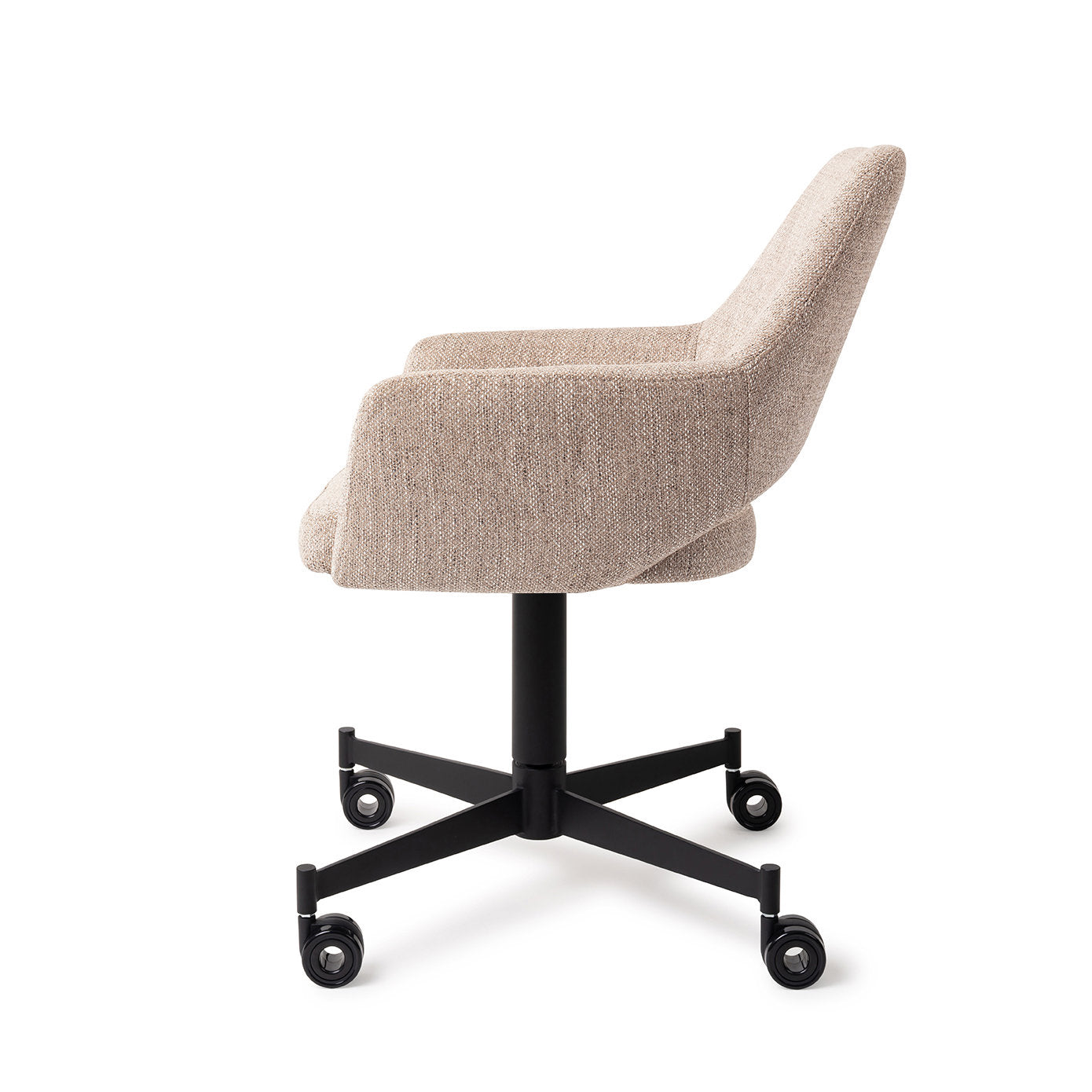 Jesper Home Yanai Biscuit Beach Eetkamerstoel - Caster Black - KwaliteitWonen.nl