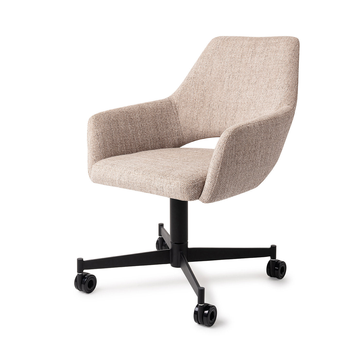 Jesper Home Yanai Biscuit Beach Eetkamerstoel - Caster Black - KwaliteitWonen.nl