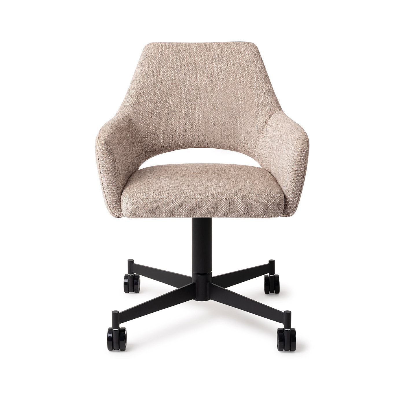 Jesper Home Yanai Biscuit Beach Eetkamerstoel - Caster Black - KwaliteitWonen.nl