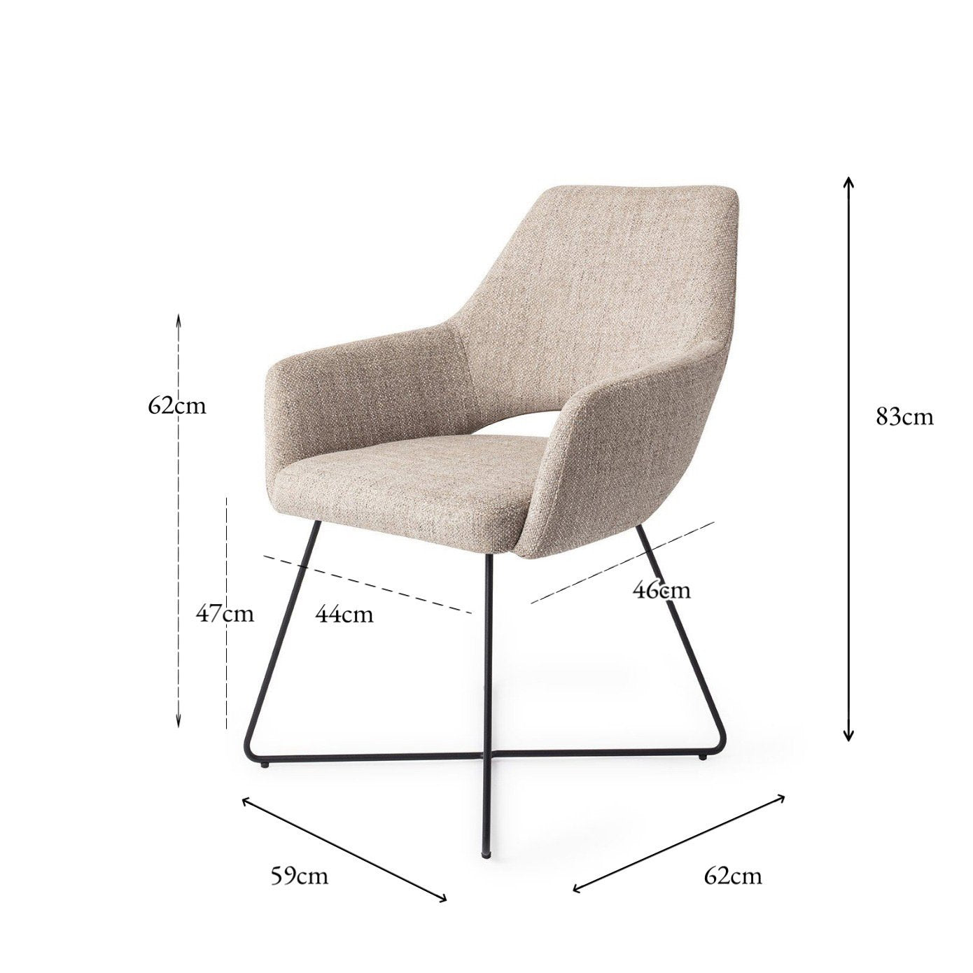 Jesper Home Yanai Biscuit Beach Eetkamerstoel - Cross Black - KwaliteitWonen.nl