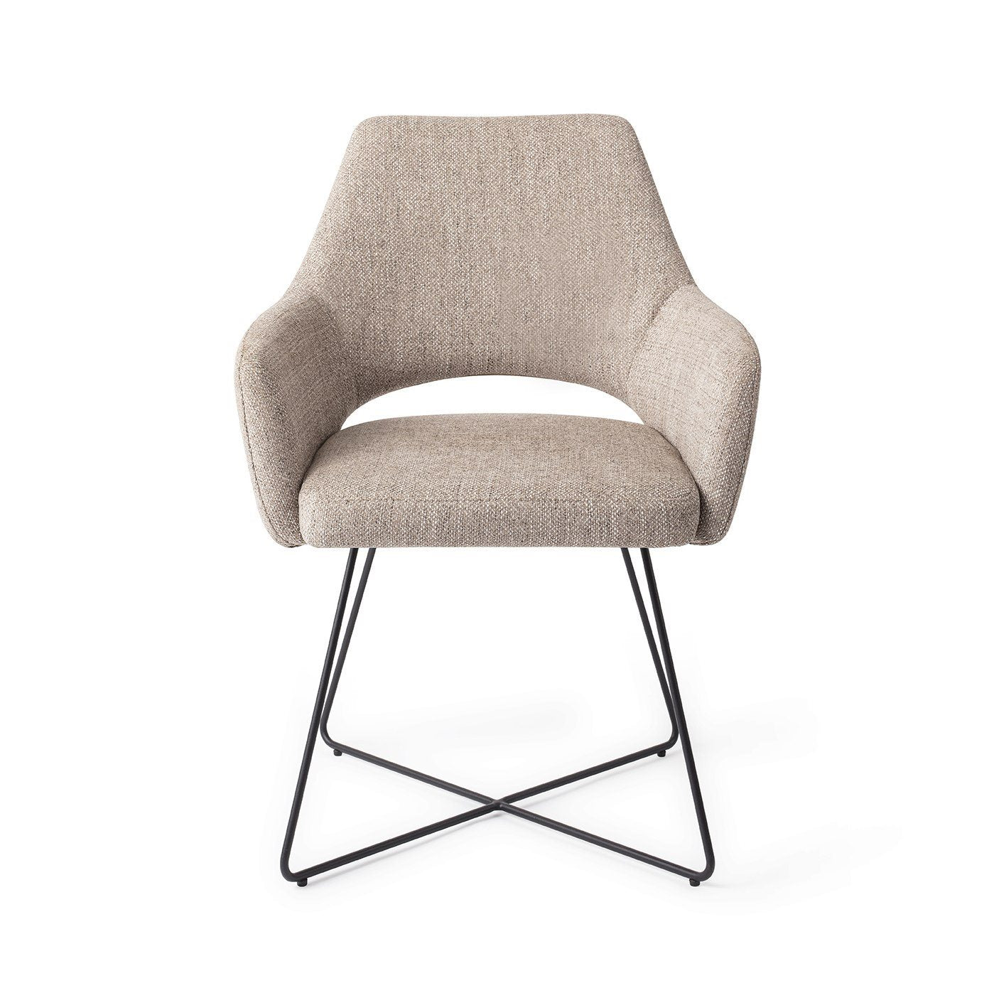 Jesper Home Yanai Biscuit Beach Eetkamerstoel - Cross Black - KwaliteitWonen.nl