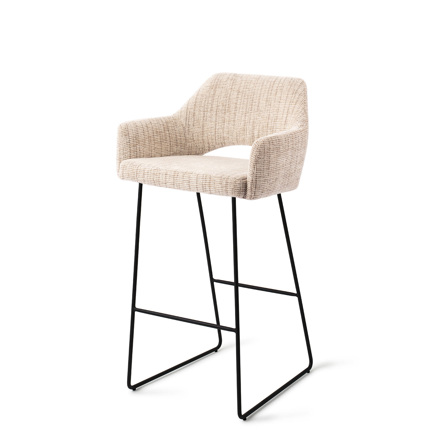 Jesper Home Yanai Caramel Grid Barkruk - Slide Black (H) - KwaliteitWonen.nl
