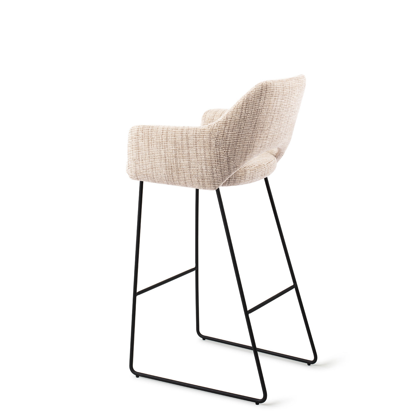 Jesper Home Yanai Caramel Grid Barkruk - Slide Black (H) - KwaliteitWonen.nl