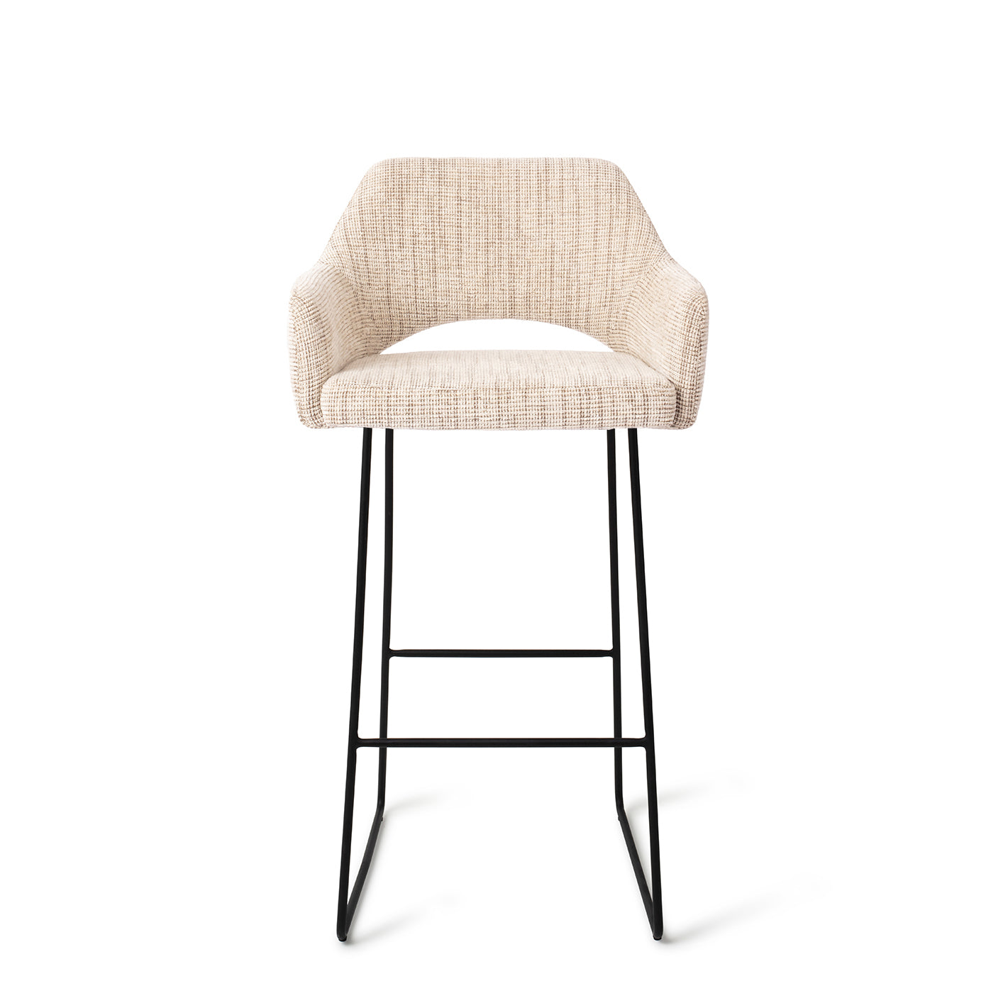 Jesper Home Yanai Caramel Grid Barkruk - Slide Black (H) - KwaliteitWonen.nl