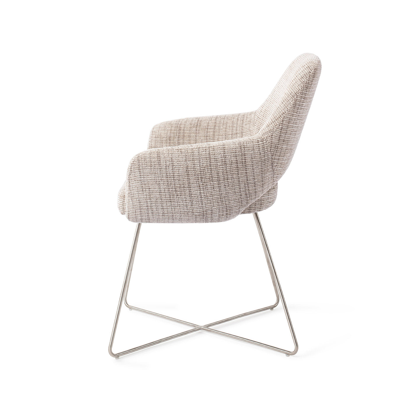 Jesper Home Yanai Caramel Grid Eetkamerstoel - Cross Steel - KwaliteitWonen.nl