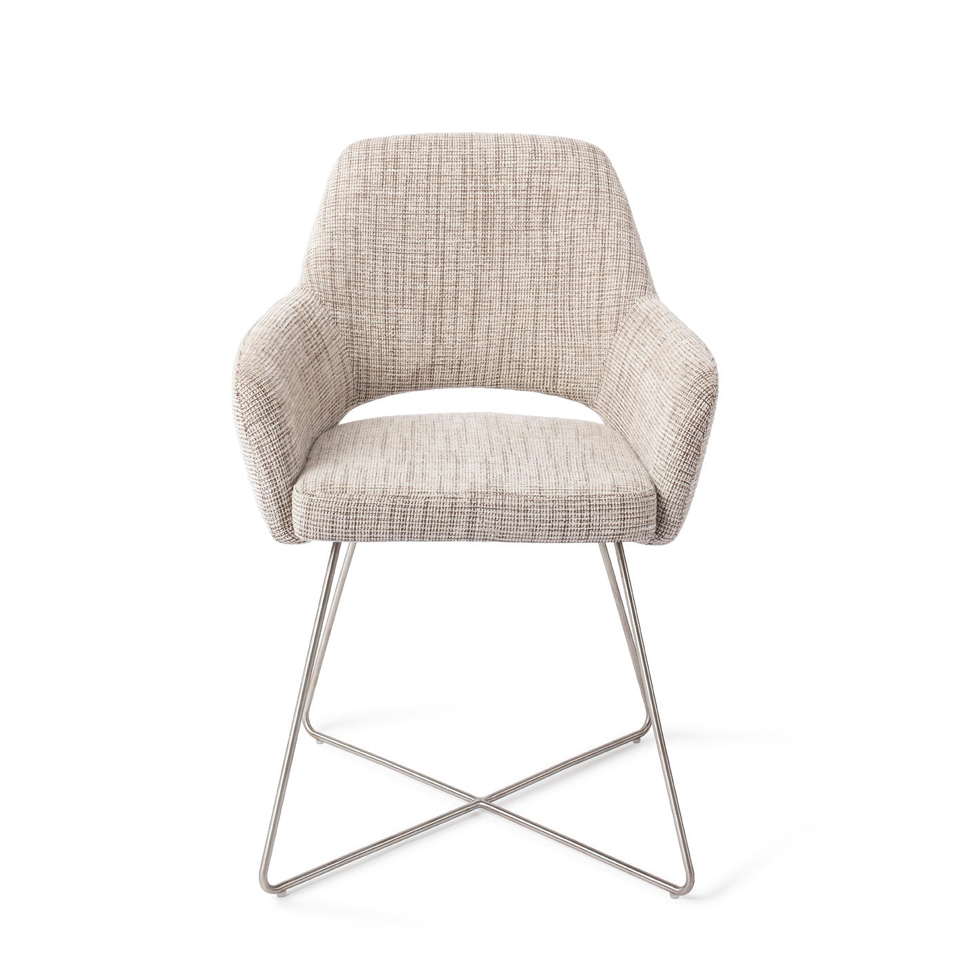 Jesper Home Yanai Caramel Grid Eetkamerstoel - Cross Steel - KwaliteitWonen.nl