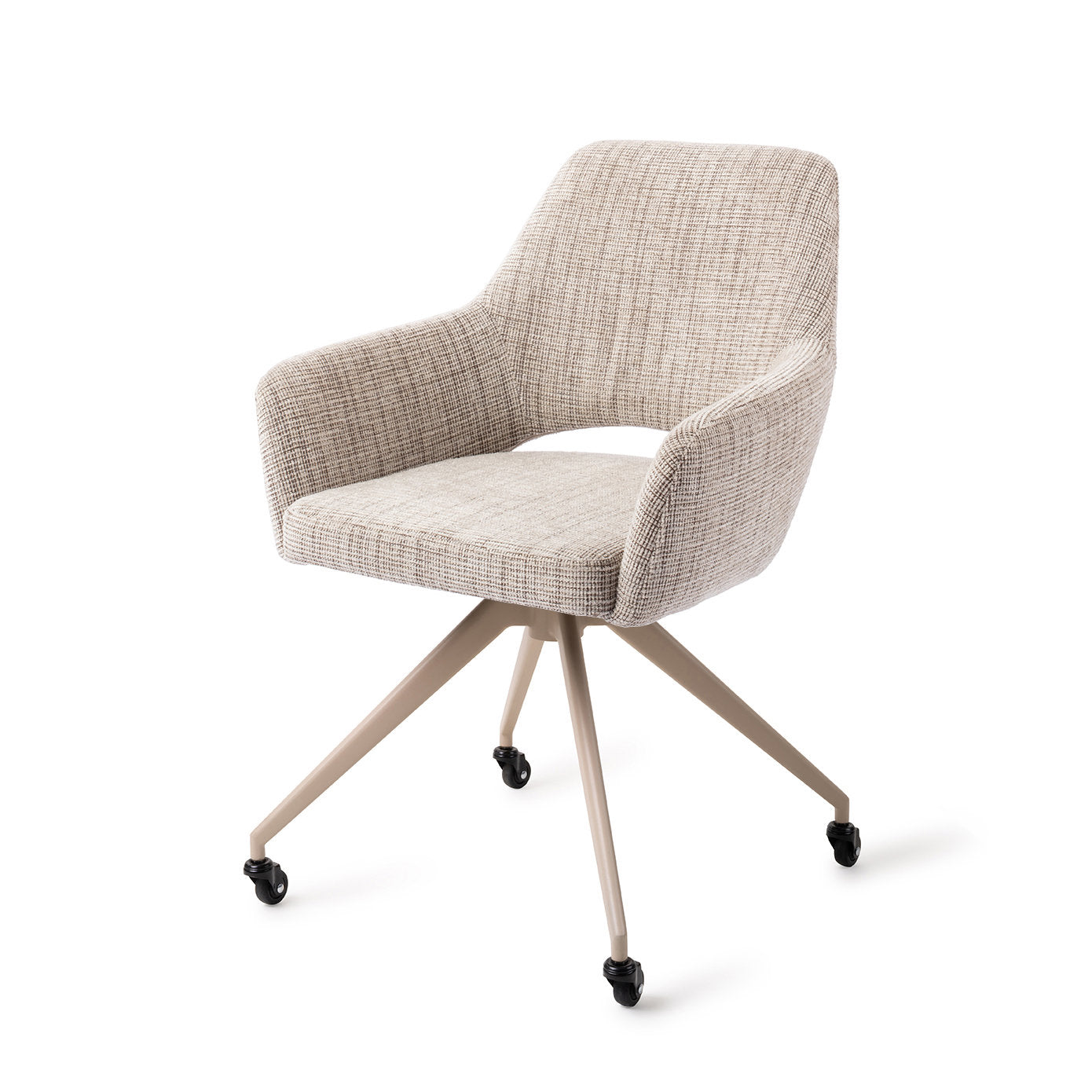 Jesper Home Yanai Caramel Grid Eetkamerstoel - Glide Beige - KwaliteitWonen.nl
